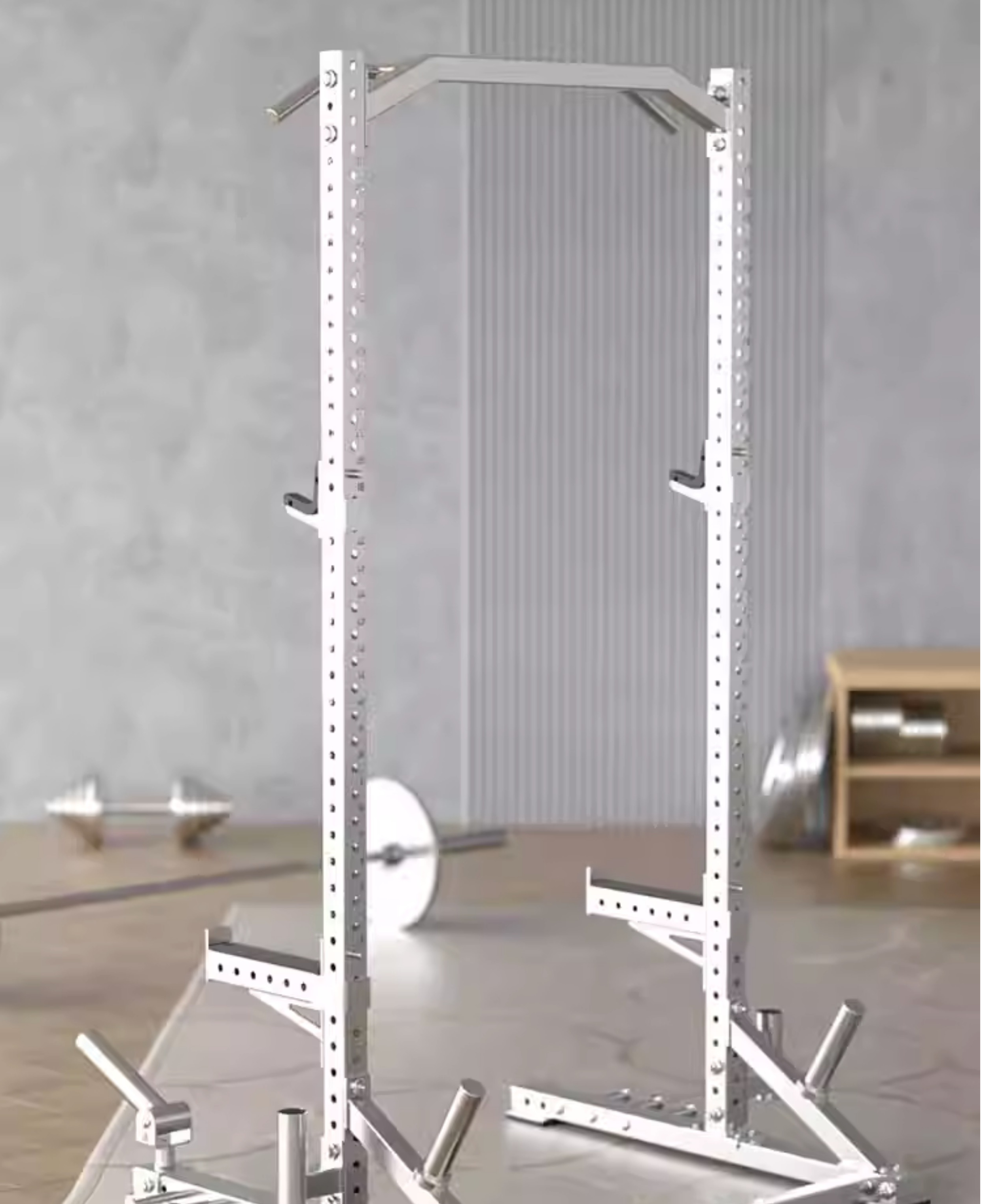 304 Stainless steel half-frame squat rack for commercial and home use, powerlifting training rack, bench press rack, all-in-one weightlifting rack