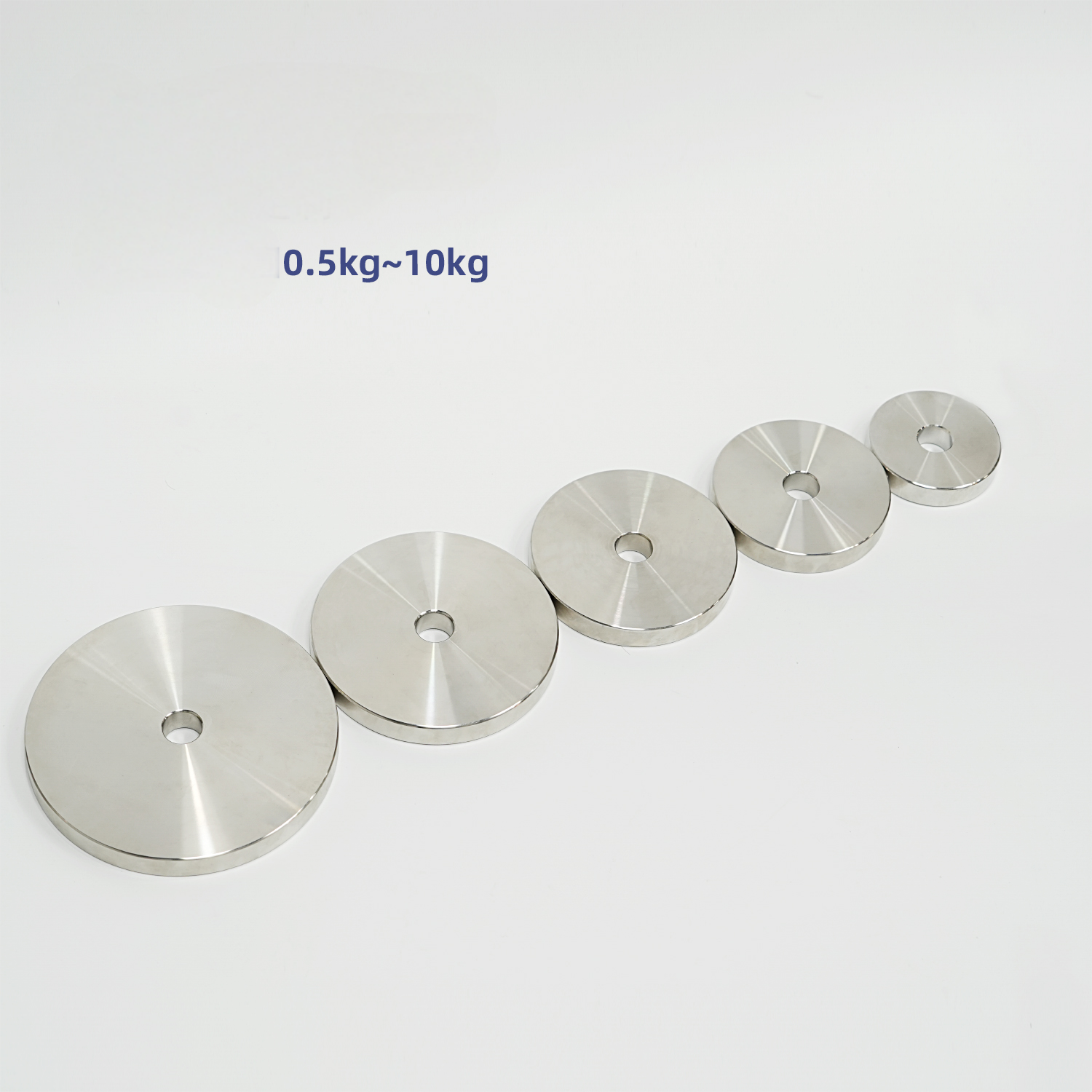 304 Stainless steel powerlifting barbell plates, solid steel plates for squats and deadlifts, large and small hole universal fitness equipment for heavy weights.