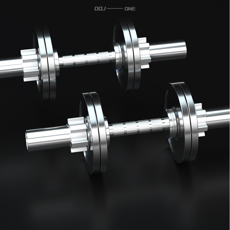 304 Stainless steel dumbbell handle with built-in bearings, universal 50mm aperture, high load-bearing, comes with quick clamps