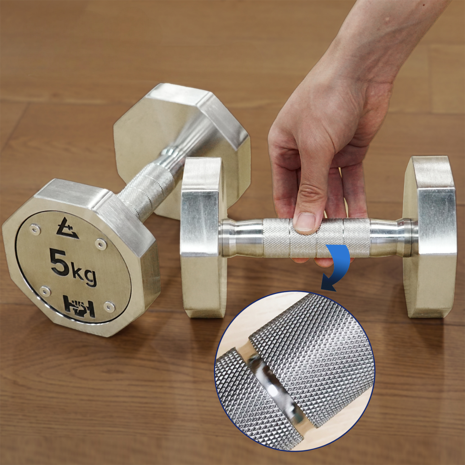 304 Stainless steel octagonal dumbbells with fixed weight for men and women, suitable for home use