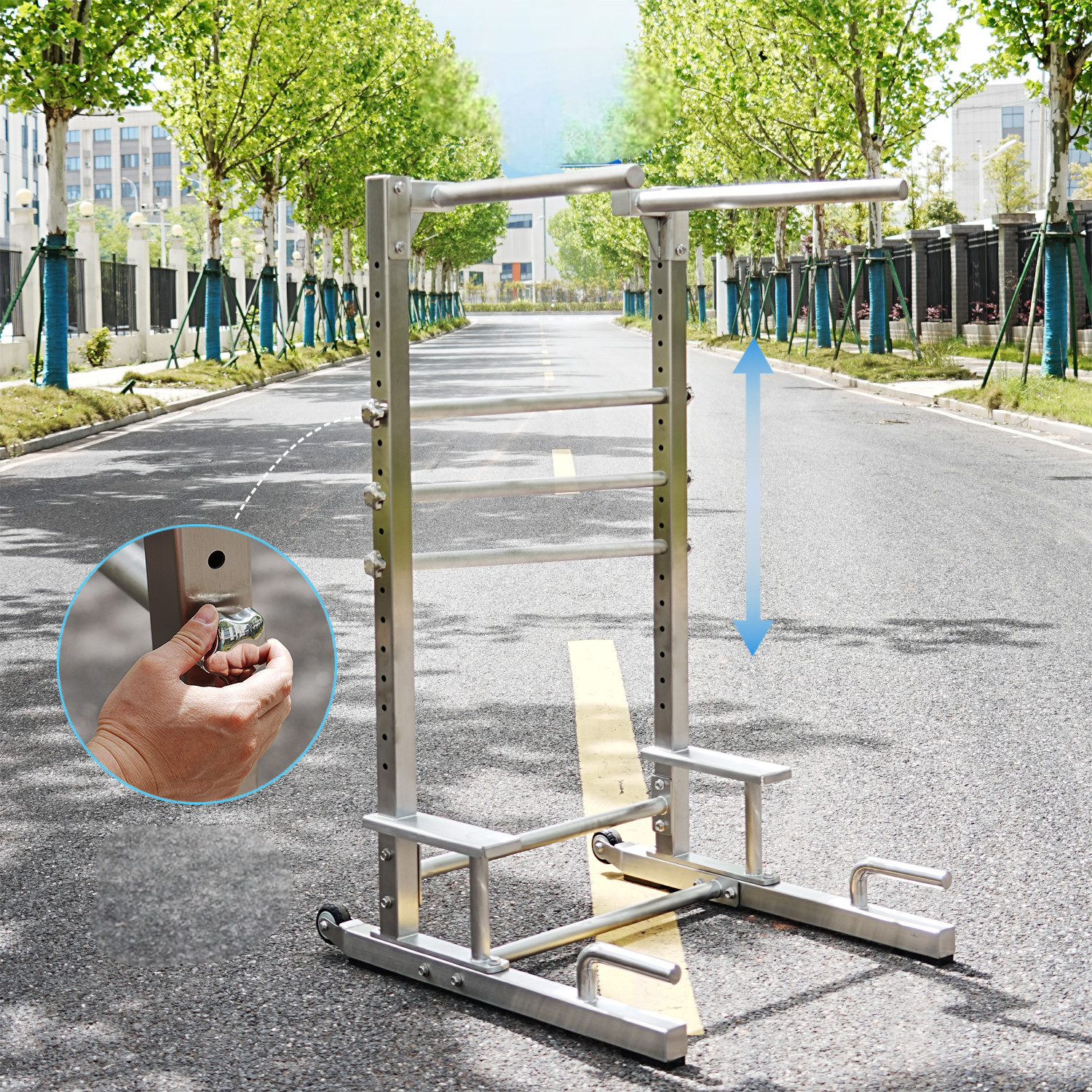 304 Stainless steel floor-standing double bar home indoor outdoor men and women fitness molding training