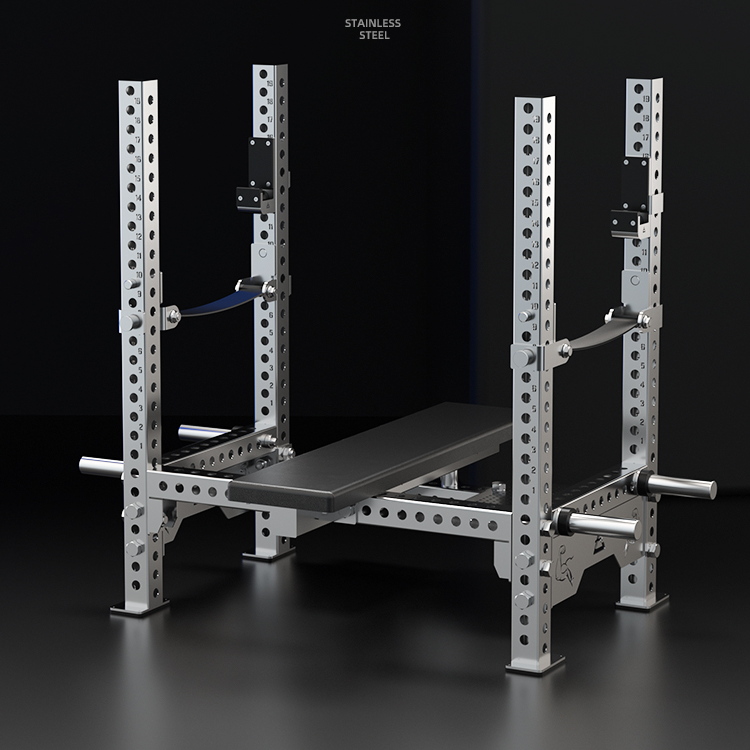 304 Stainless steel integrated bench press training rack professional powerlifting multifunctional barbell rack with protection weightlifting push chest