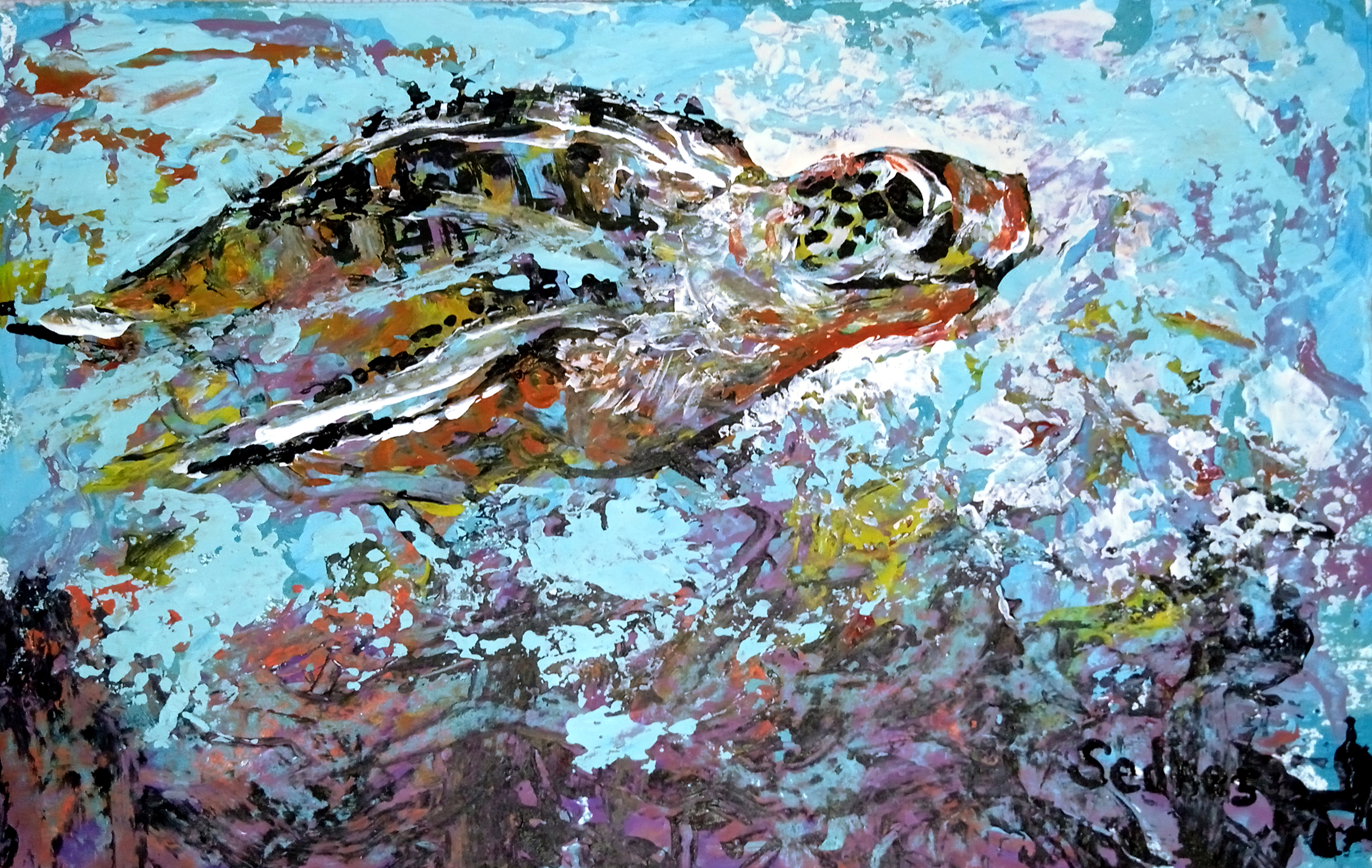 Sea turtle painting