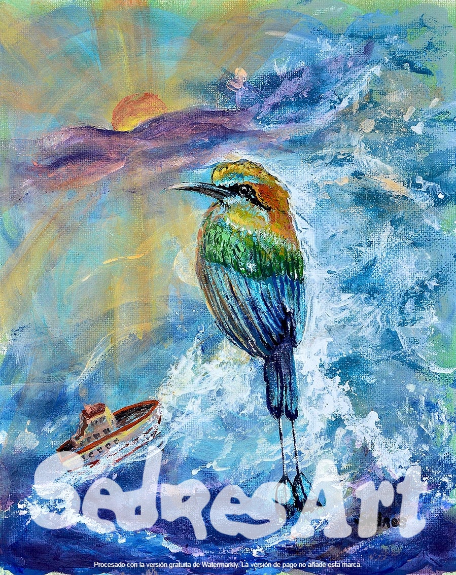 Bird and boat painting