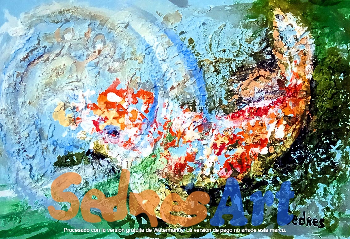 Abstract koi fish painting