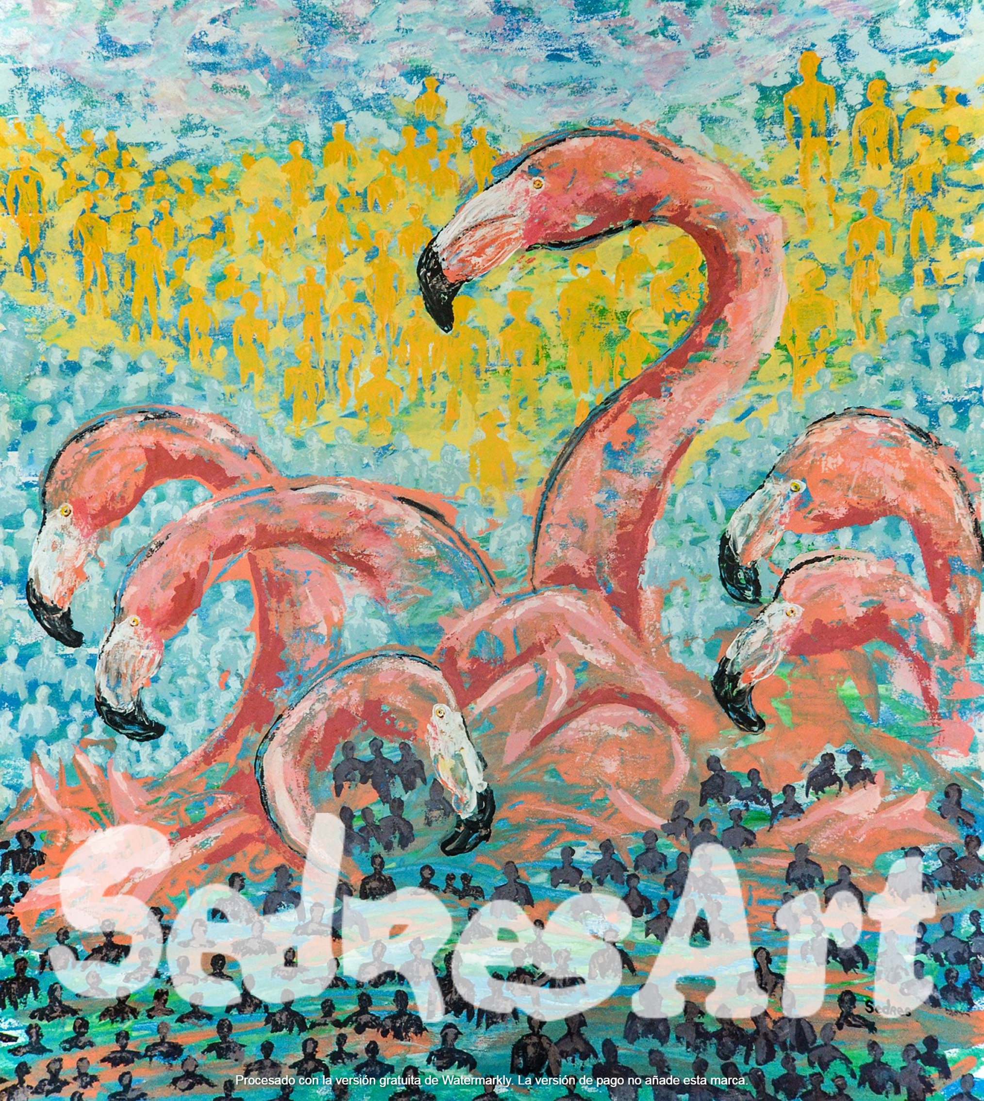 Flamingo painting