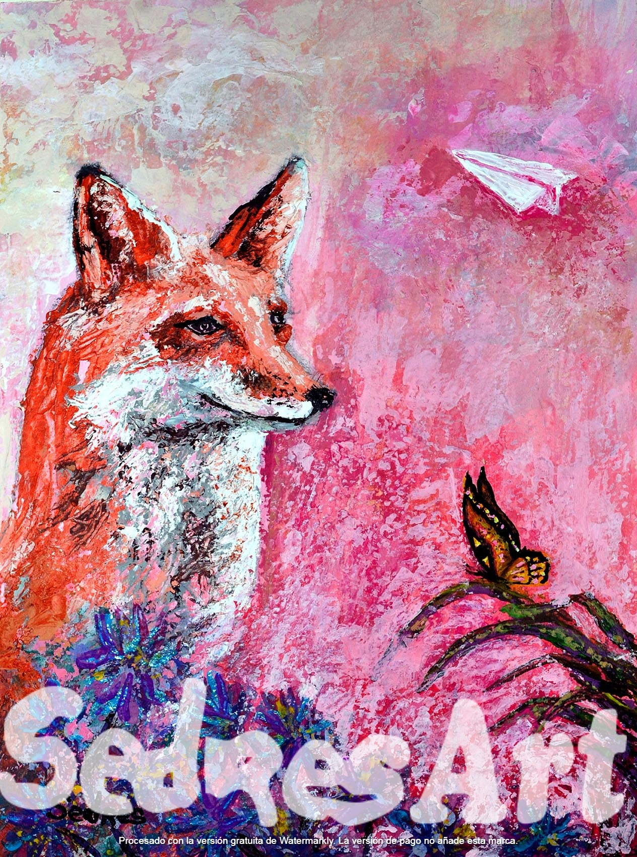 Fox painting with nature elements