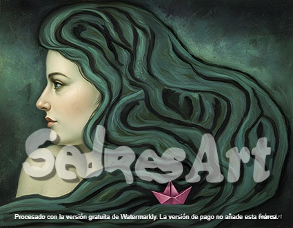 Surreal Woman with Flowing Hair