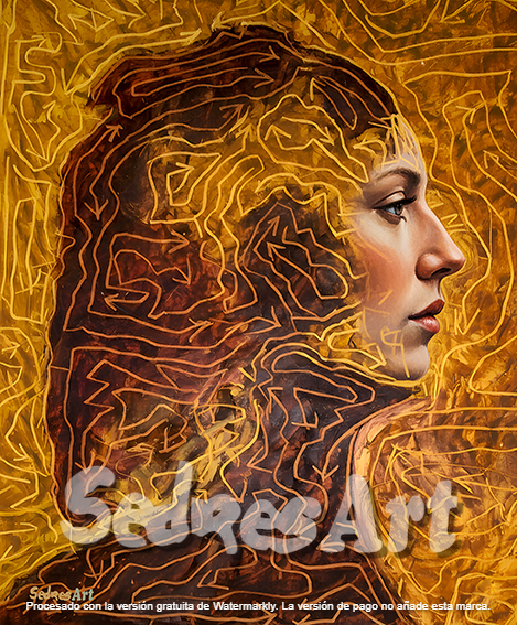 Abstract Yellow and Brown Line Digital Art