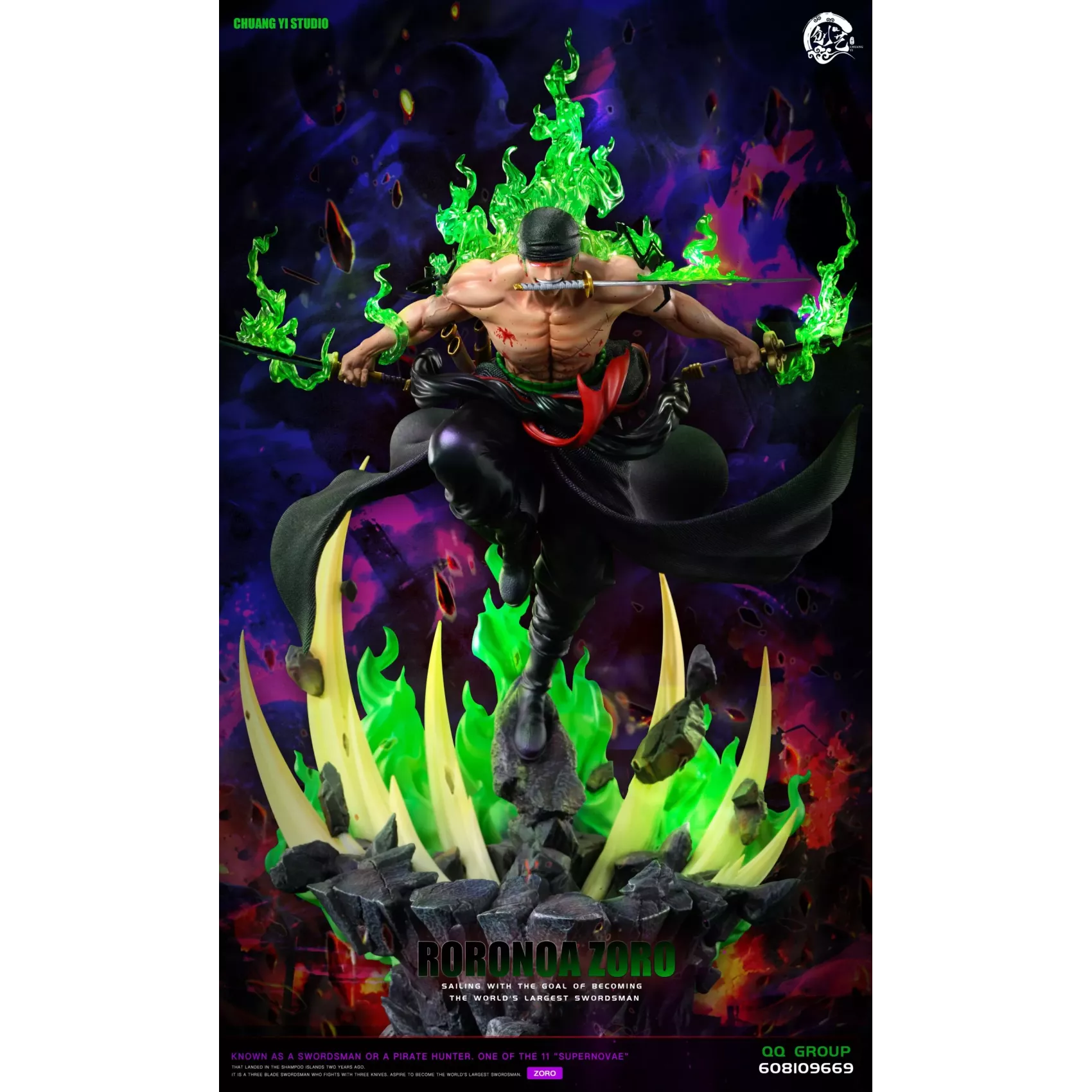 One Piece ChuangYi Studio Purgatory Demon Slash Zoro Resin Statue