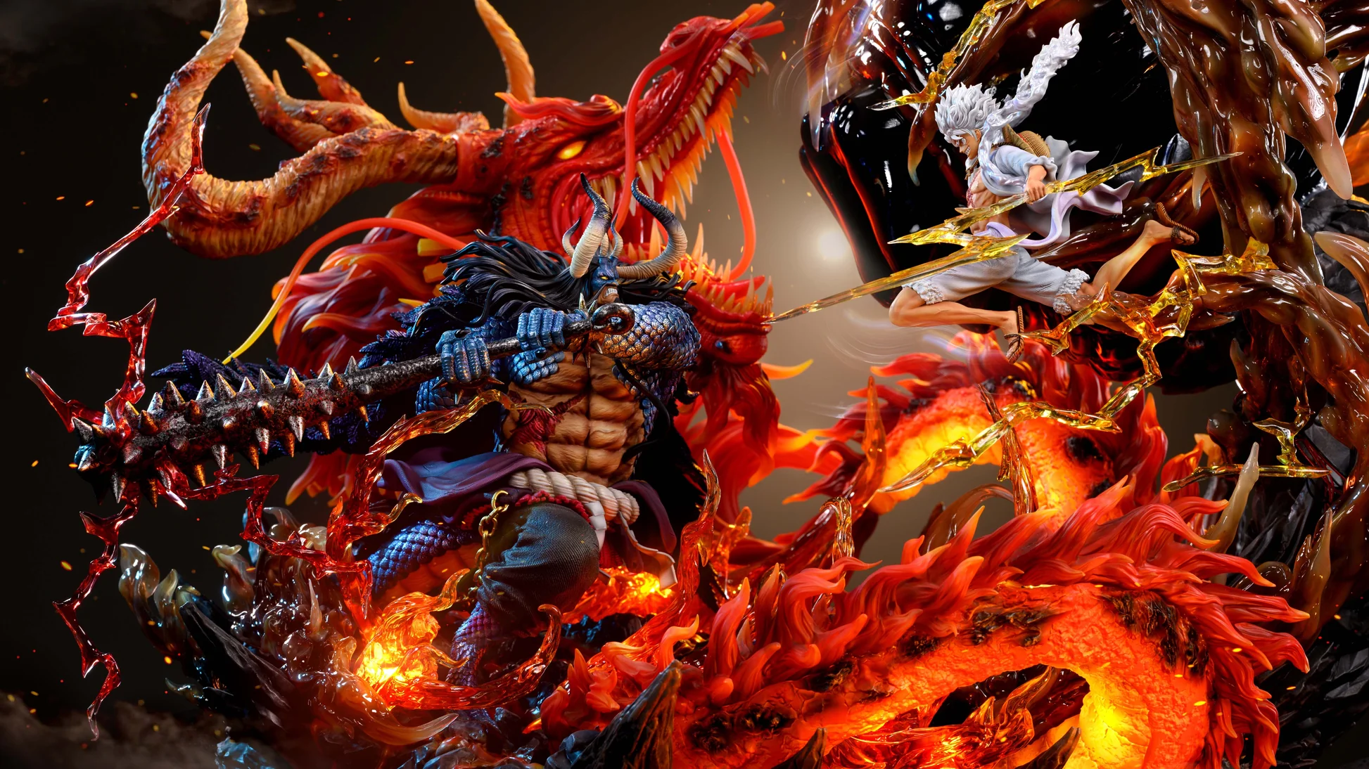 One Piece Ventus Studio Red Kaido VS Red Rock Luffy Resin Statue