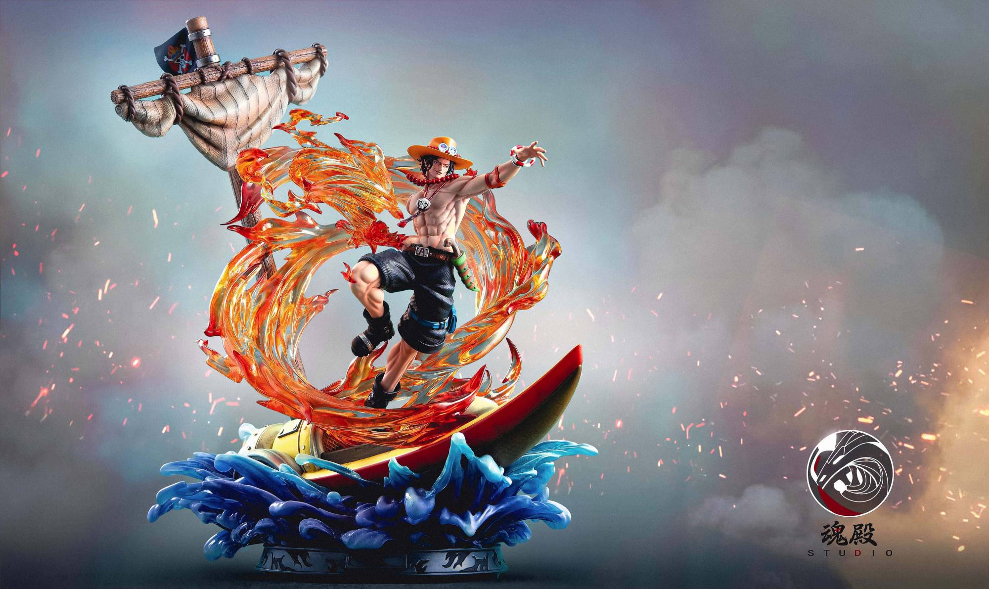One Piece HunDian Studio Portugas D. Ace Resin Statue
