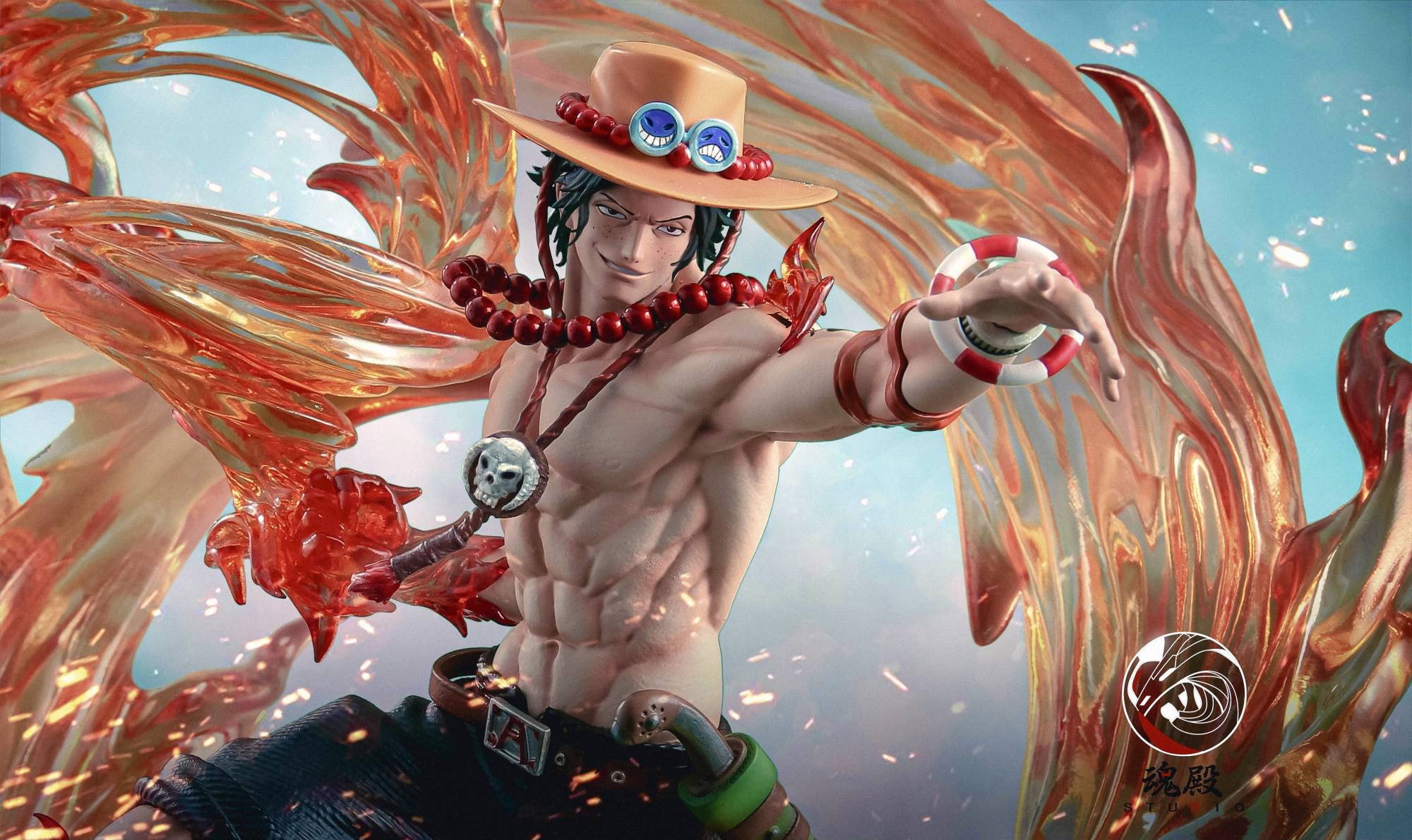 One Piece HunDian Studio Portugas D. Ace Resin Statue