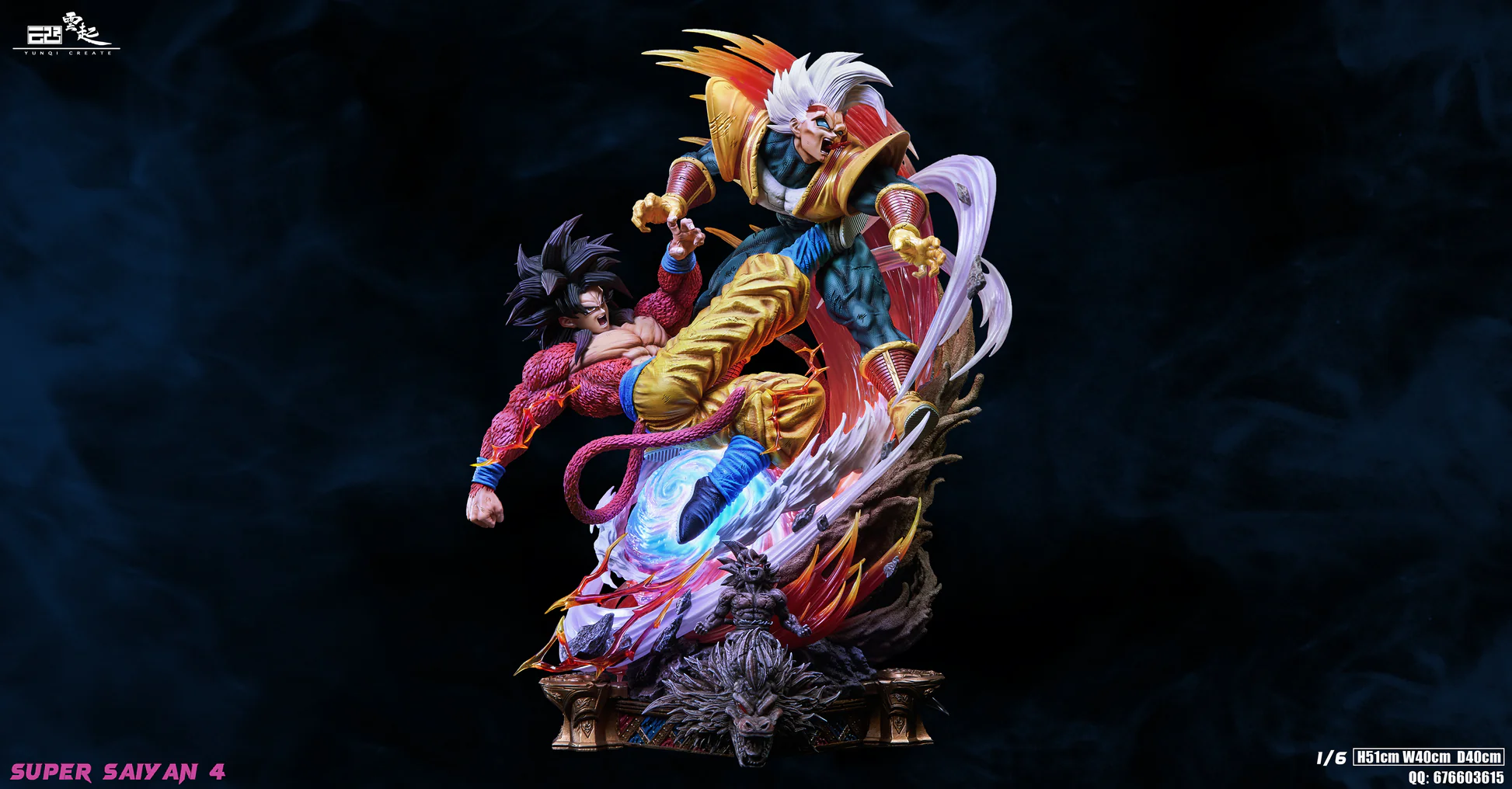 Dragon Ball YunQi Studio Goku SS4 vs Baby Vegeta Resin Statue