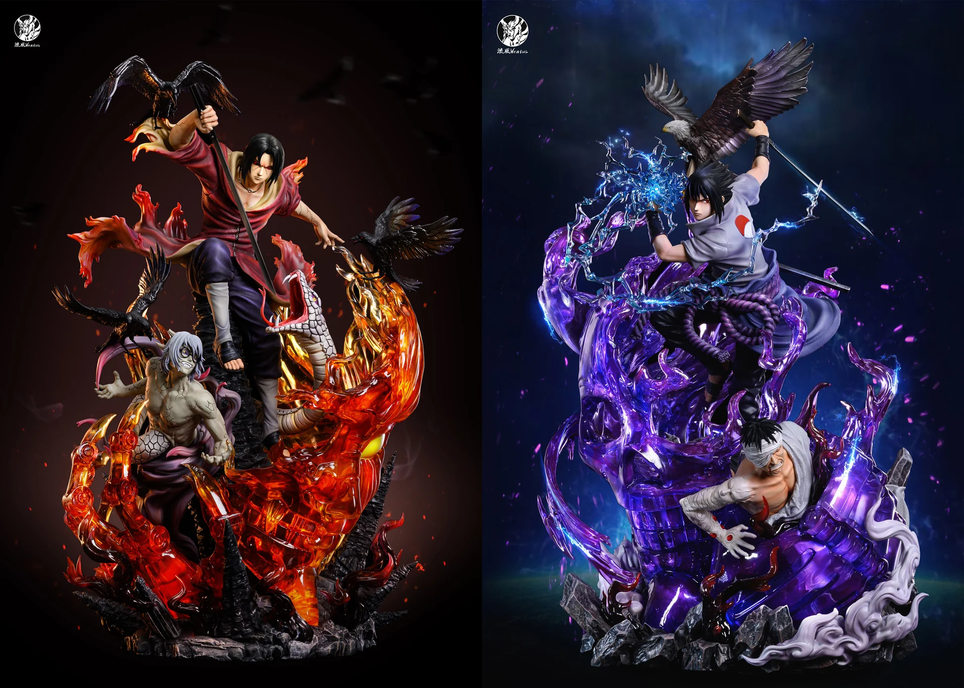 Naruto Burning Wind Ventus Itachi e Sasuke Resin Statue