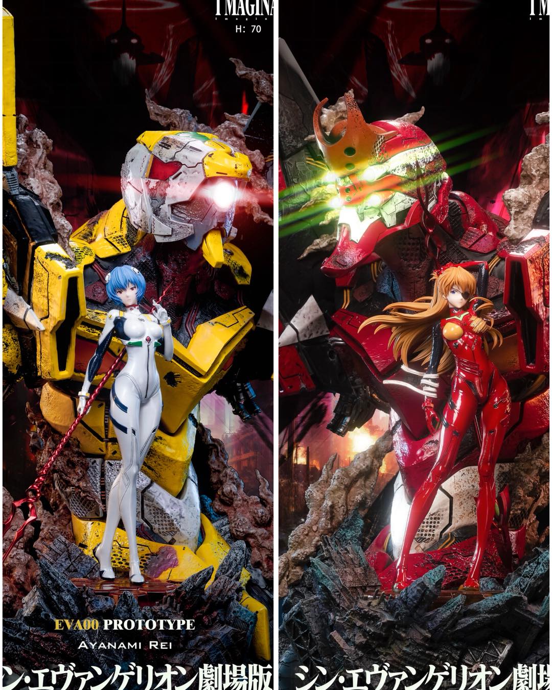 Neon Genesis Evangelion Imagination Studio Soryu Asuka Langley x Ayanami Rei Resin Statue