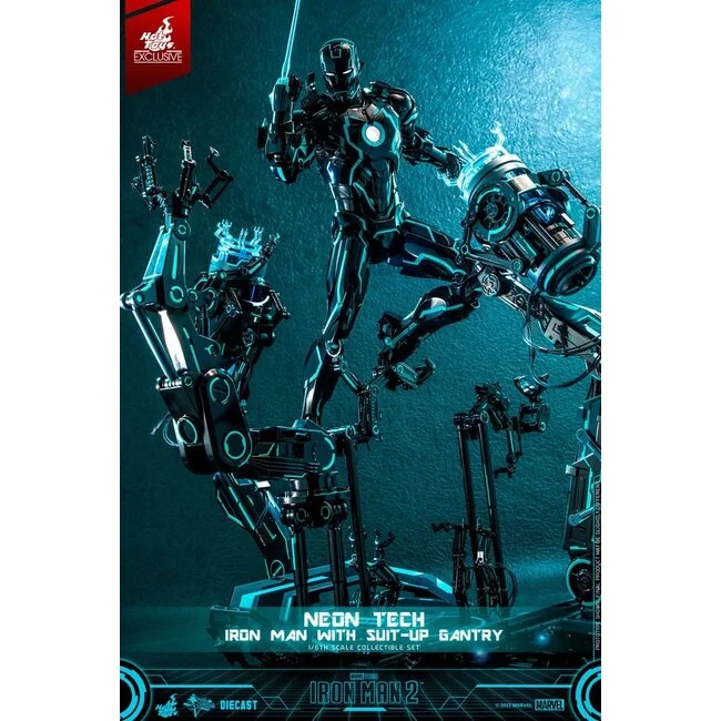 Iron Man 2 Action Figure 1/6 Neon Tech Iron Man with Suit-Up Gantry