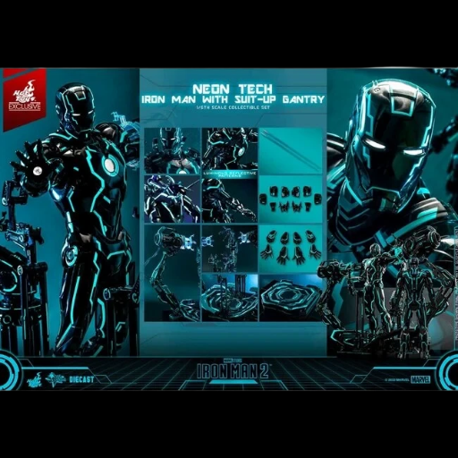 Iron Man 2 Action Figure 1/6 Neon Tech Iron Man with Suit-Up Gantry