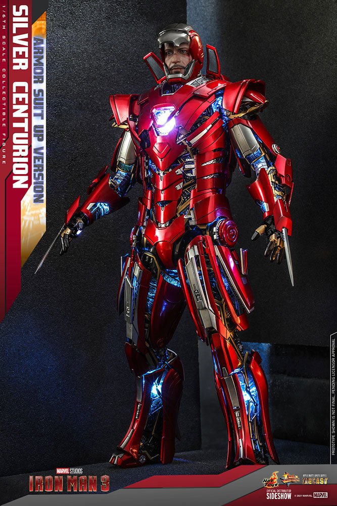 Hot Toys Silver Centurion Iron Man 3 Movie Masterpiece Action Figure 1/6 (Armor Suit Up Version)
