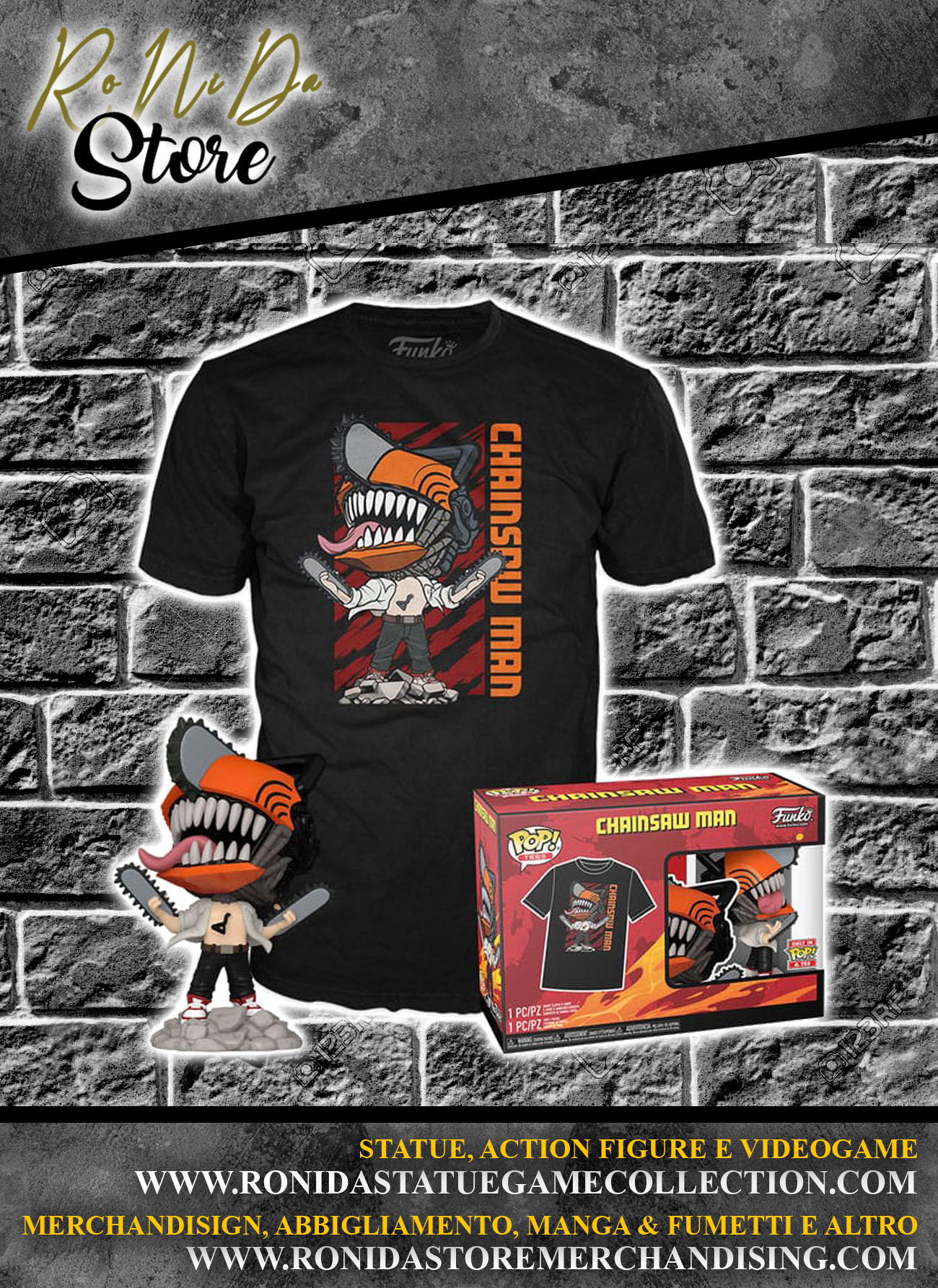 Chainsaw Man Funko POP! & Tee Box Chainsaw Man Leaping T-shirts Chainsaw Man