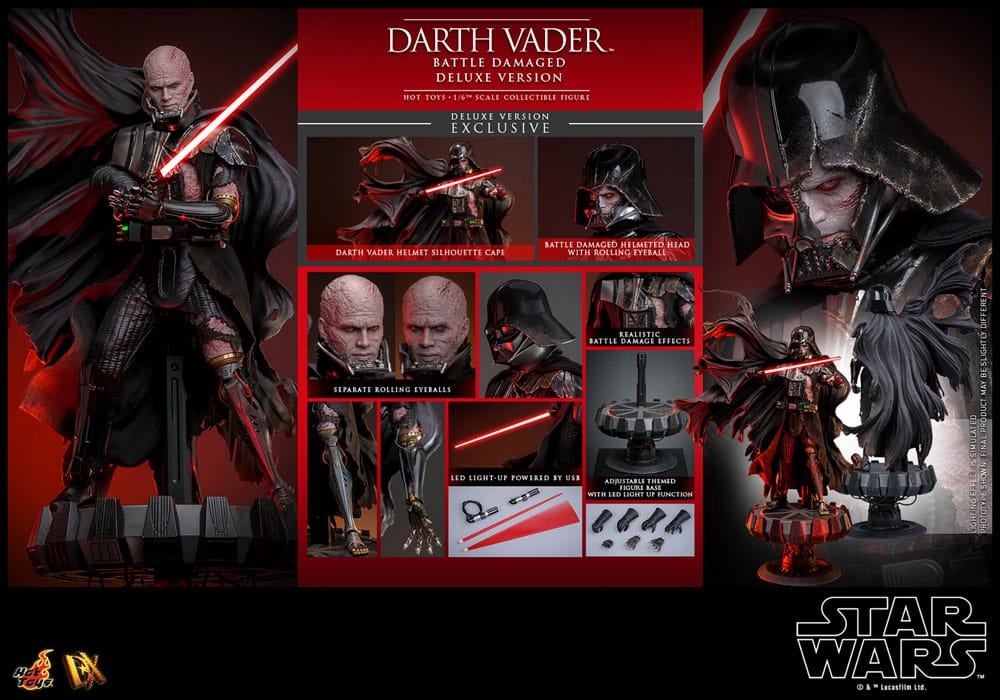 Hot Toys Darth Vader Star Wars Action Figure 1/6 (Battle Damaged) Deluxe Version