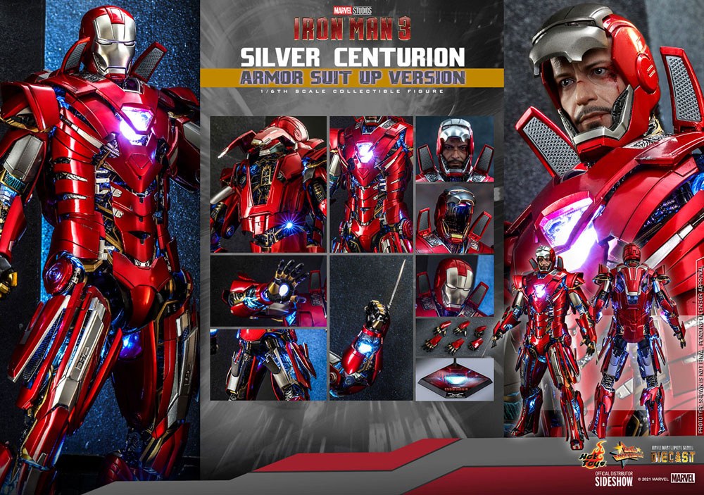 Hot Toys Silver Centurion Iron Man 3 Movie Masterpiece Action Figure 1/6 (Armor Suit Up Version)