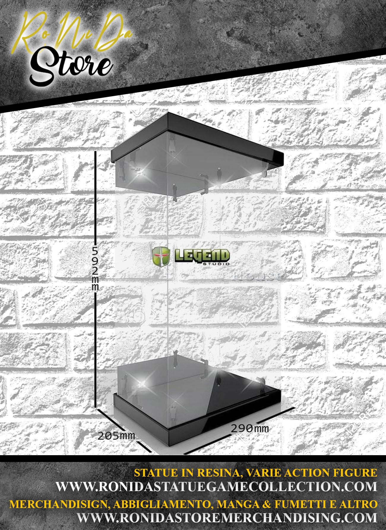Legend Studio Master Light House Acrylic Display Case with Lighting for 1/4 Action Figures (black)