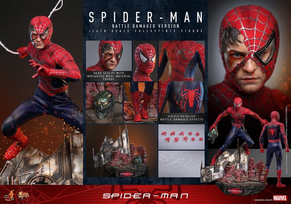 Hot Toys - Spider-Man  (Battle Damaged Version) Movie Masterpiece Action Figure 1/6