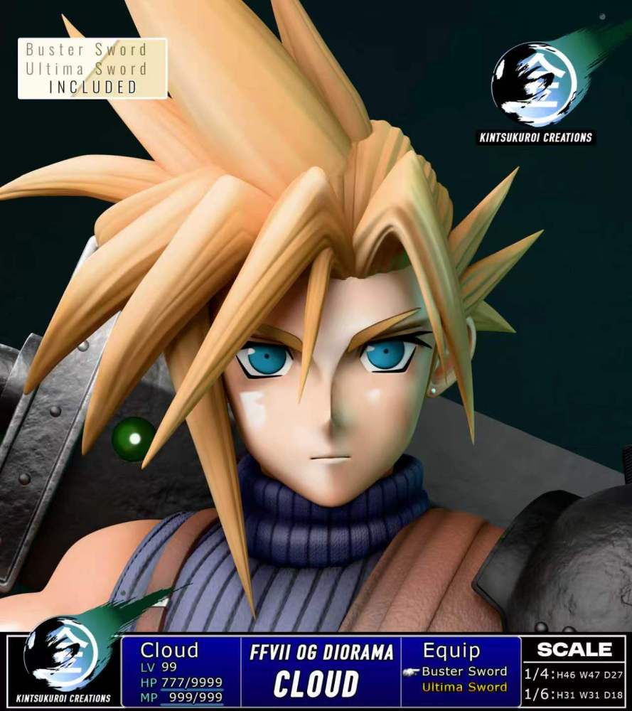 Kintsukuroi Creations - Cloud Strife Final Fantasy VII - OG Statue