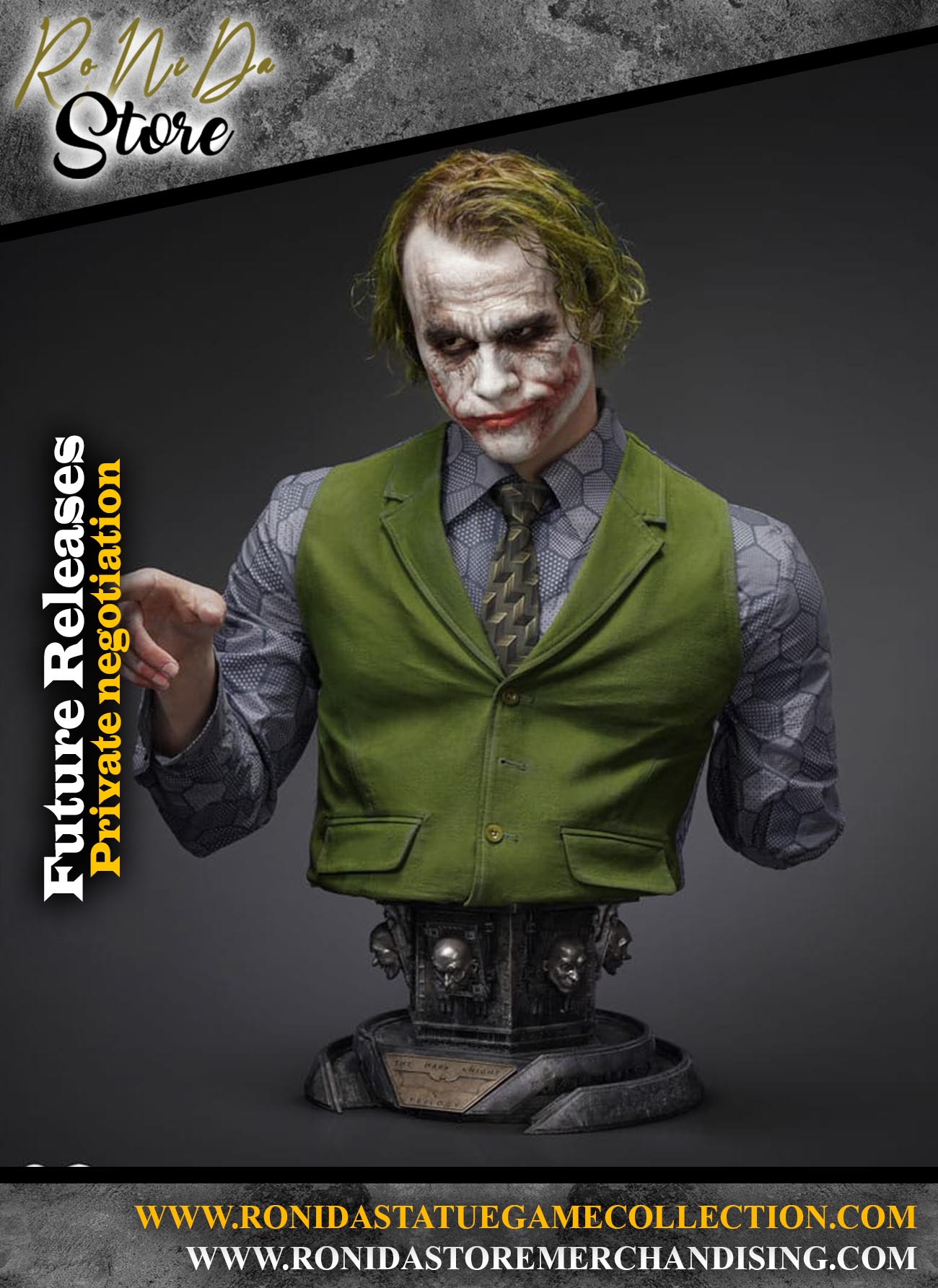 Queen Studio The Dark Night Joker 1/1 Life-size Bust Licensed