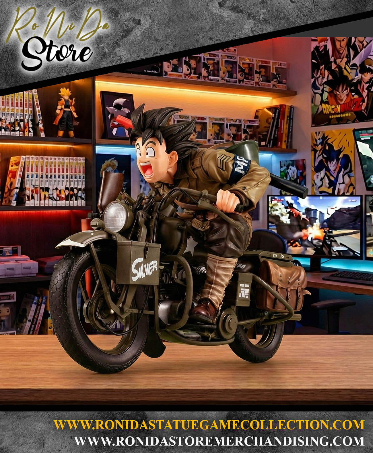 Megahouse Son Goku & Bike Dragonball Z Desktop Real McCoy PVC Diorama