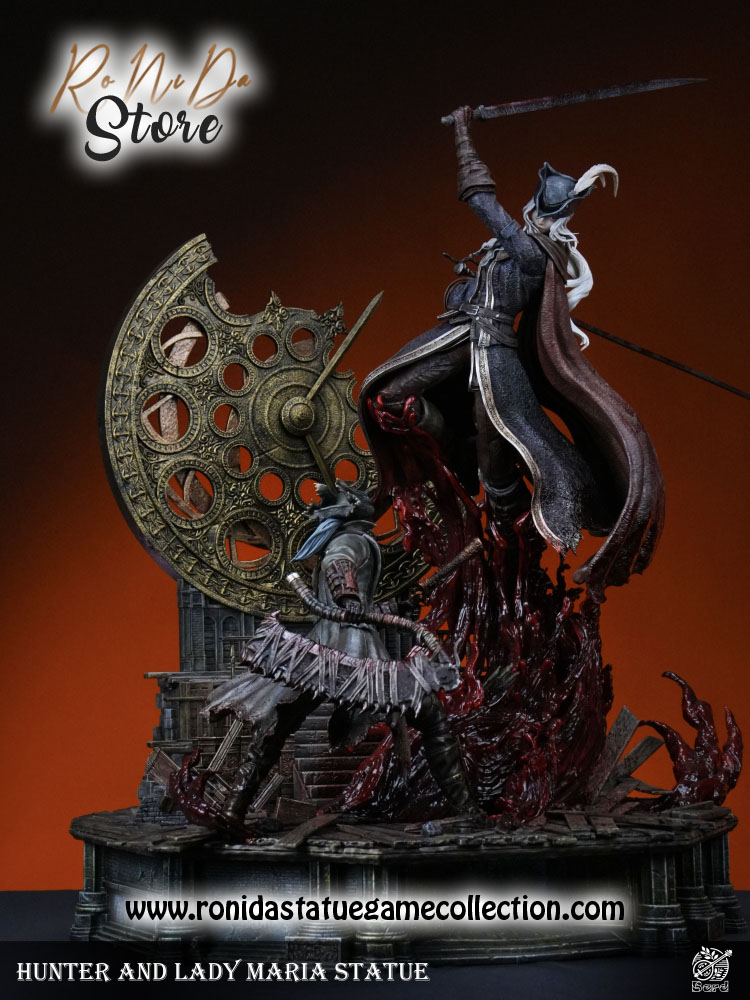 Bard Studio Lady Maria vs. Hunter Bloodborne - Fight in the Astral Clock Tower Resin Statue