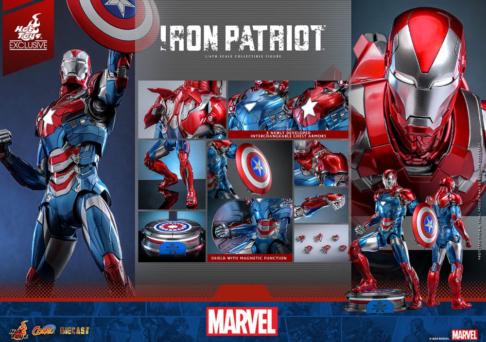 Hot Toys Marvel Comic Diecast Masterpiece Action Figure 1/6 Iron Patriot Hot Toys Exclusive