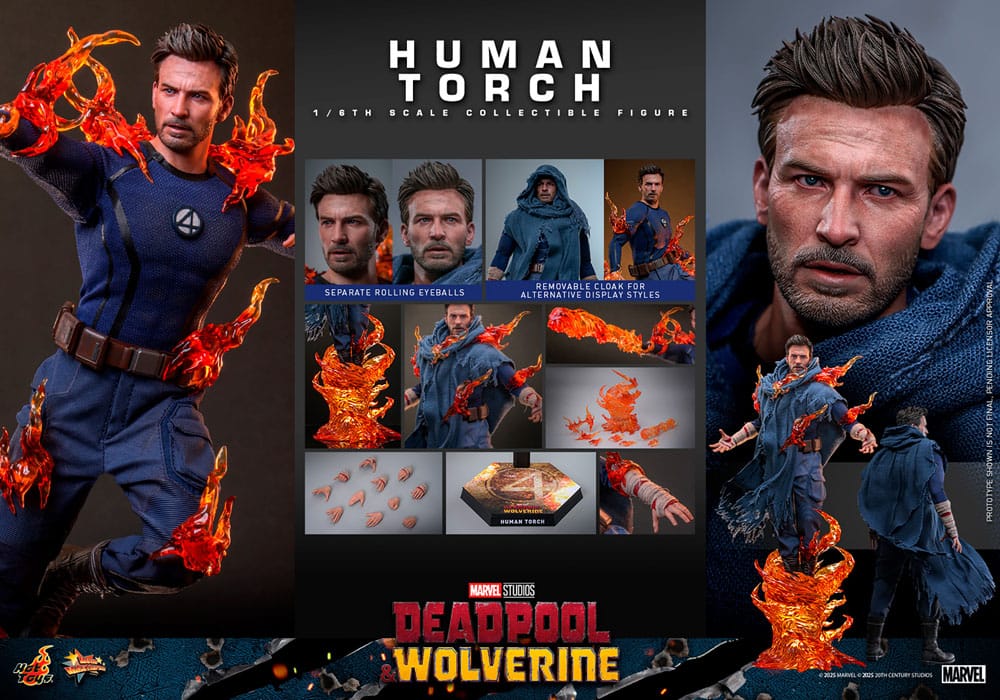 Hot Toys Human Torch Deadpool & Wolverine Movie Masterpiece Action Figure 1/6 