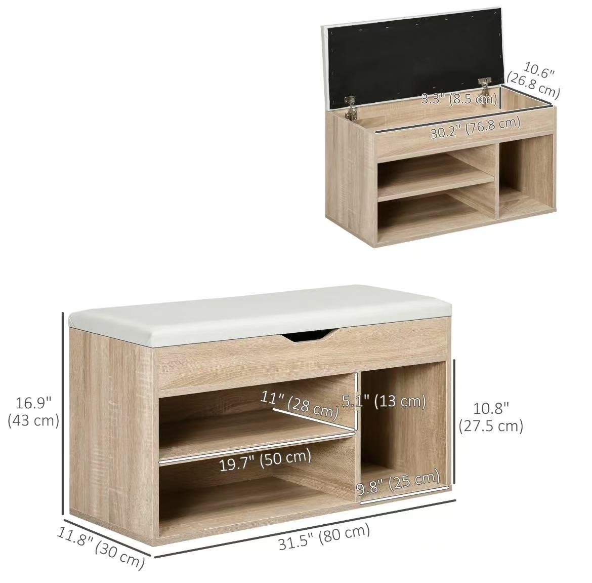 Shoe Storage Bench with Compartments