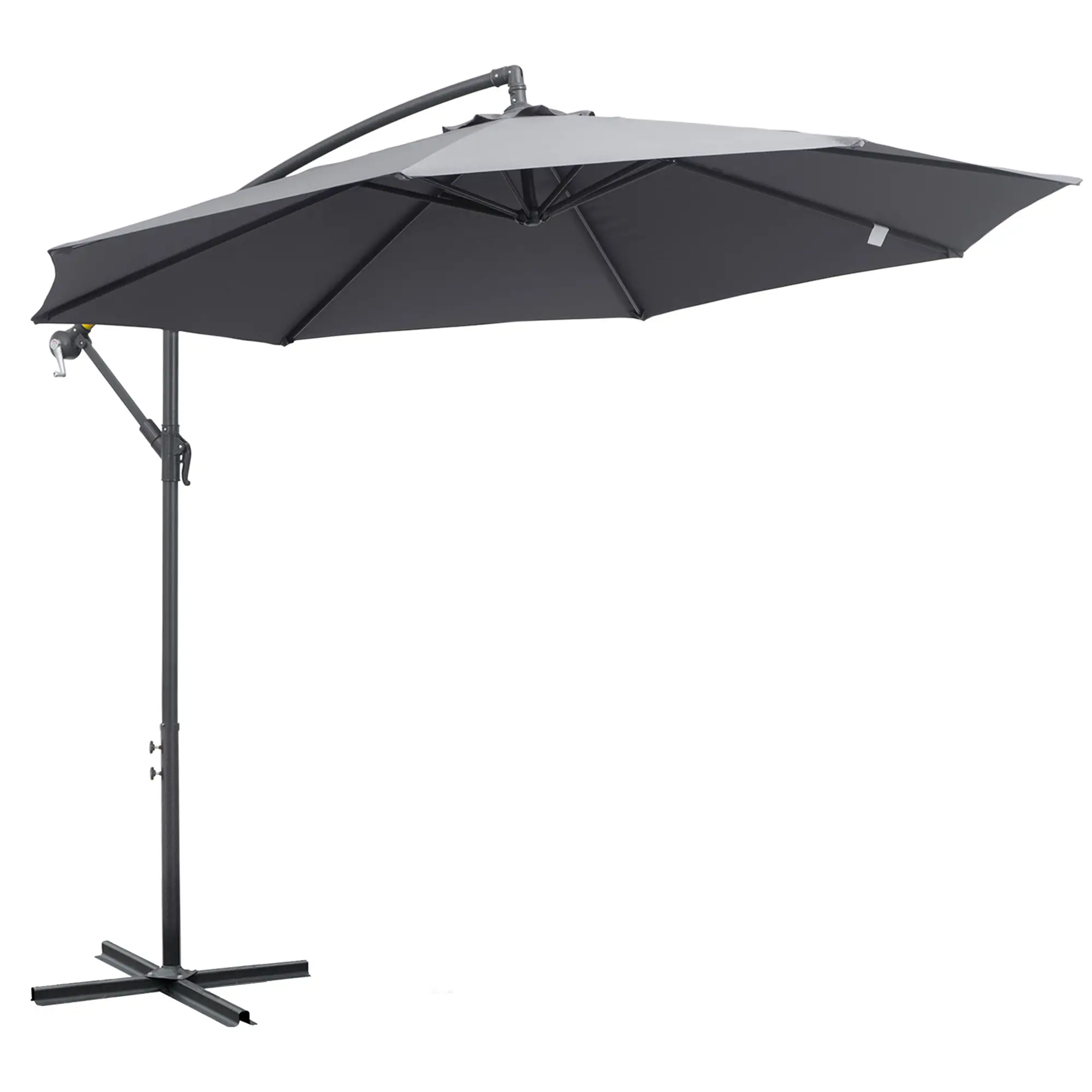 10ft Offset Patio Umbrella with Base, Grey