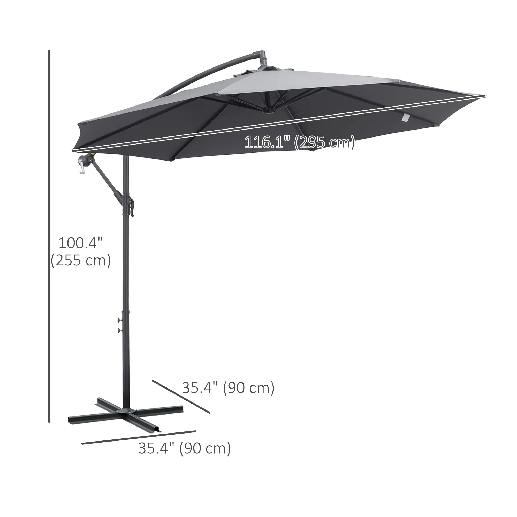 10ft Offset Patio Umbrella with Base, Grey