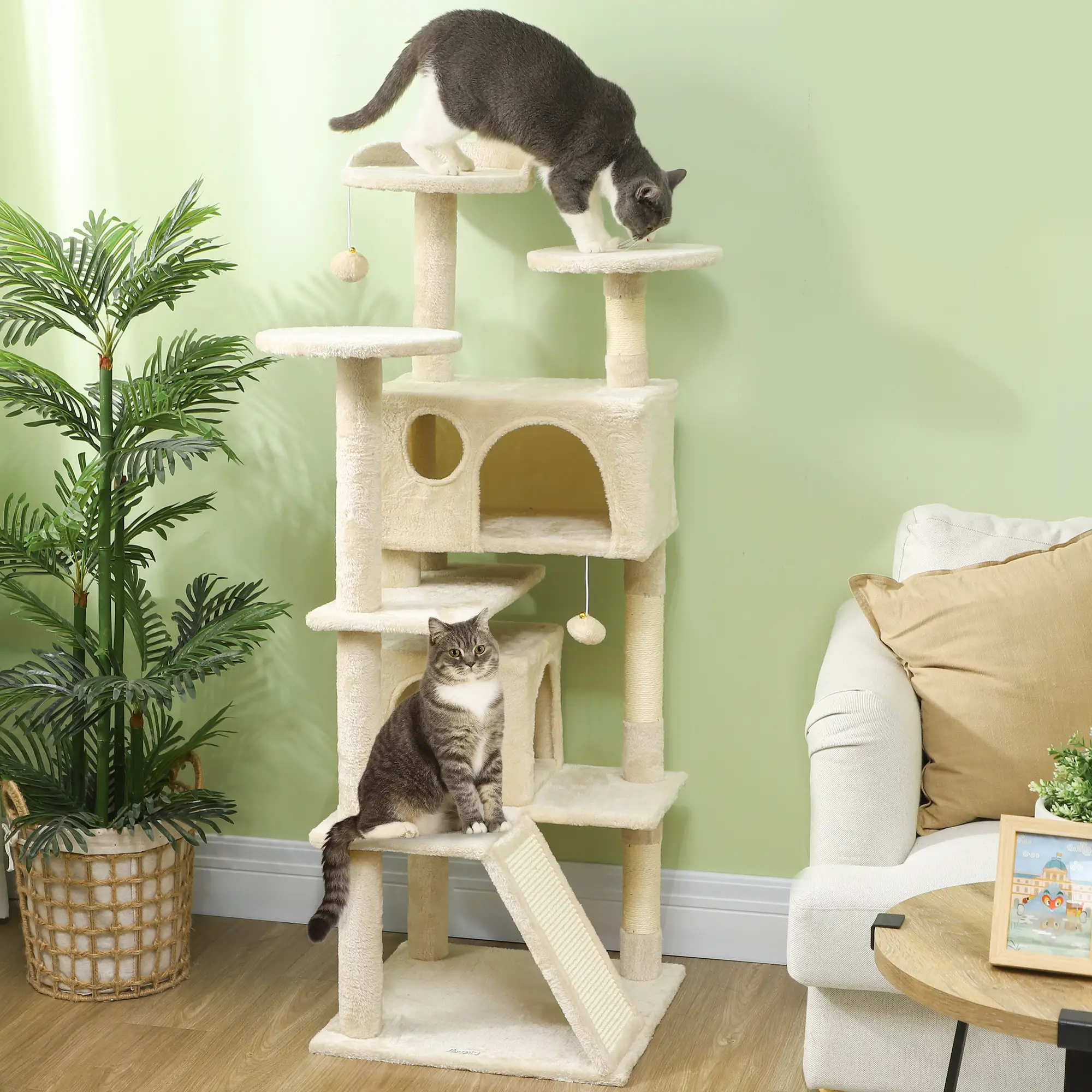 54" Cat Tree Tower Multi-Level Cat Activity Center