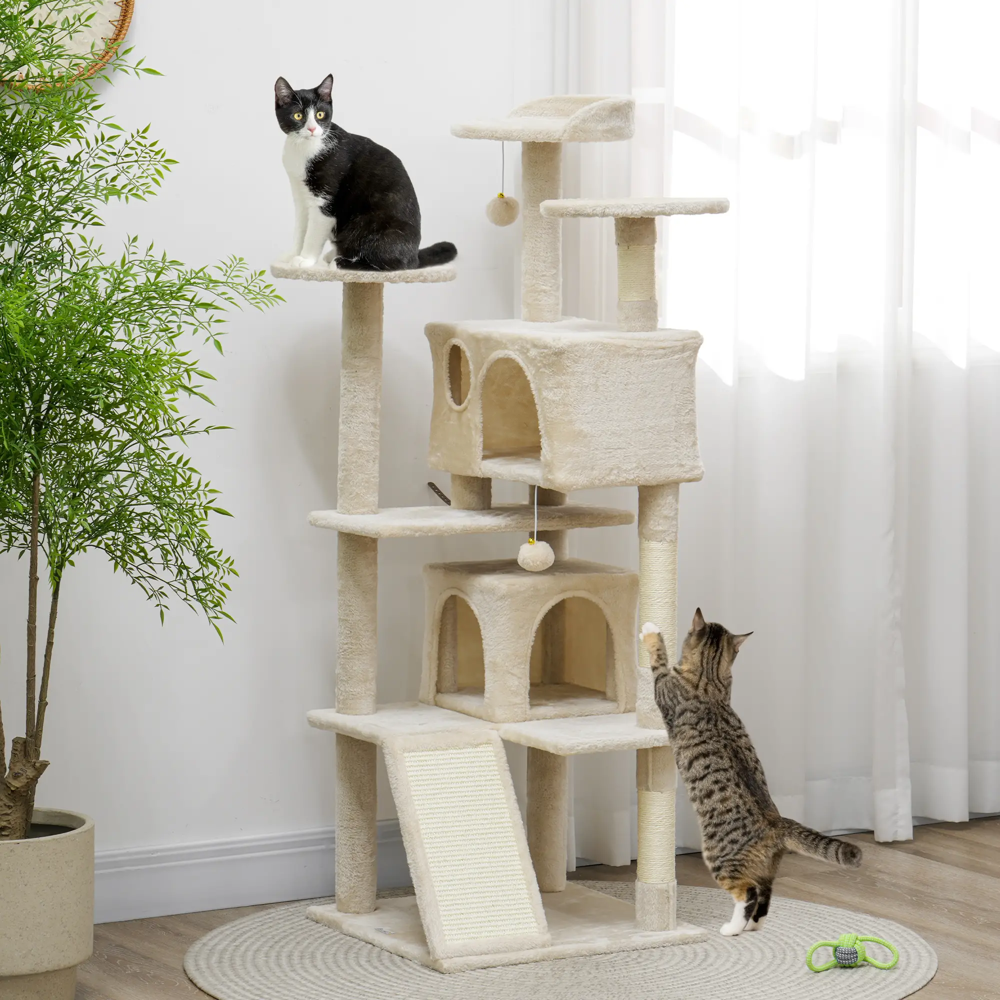 54" Cat Tree Tower Multi-Level Cat Activity Center