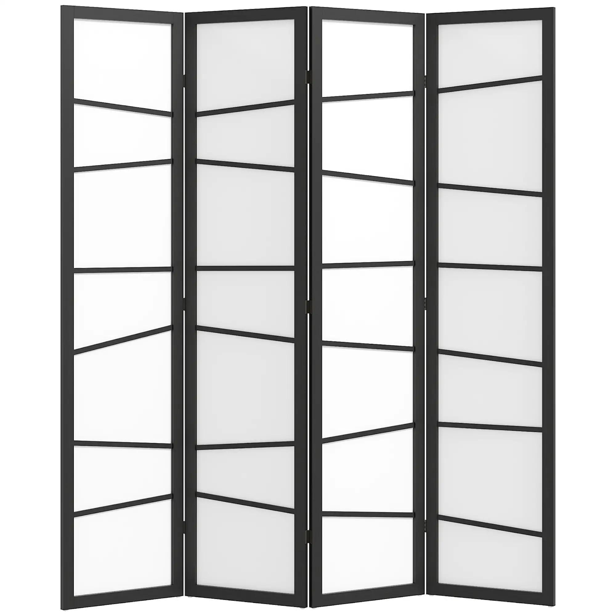 Room Divider, 5.6ft Folding, 4 Panel Wall Partition with Wood Frame for Bedroom, White