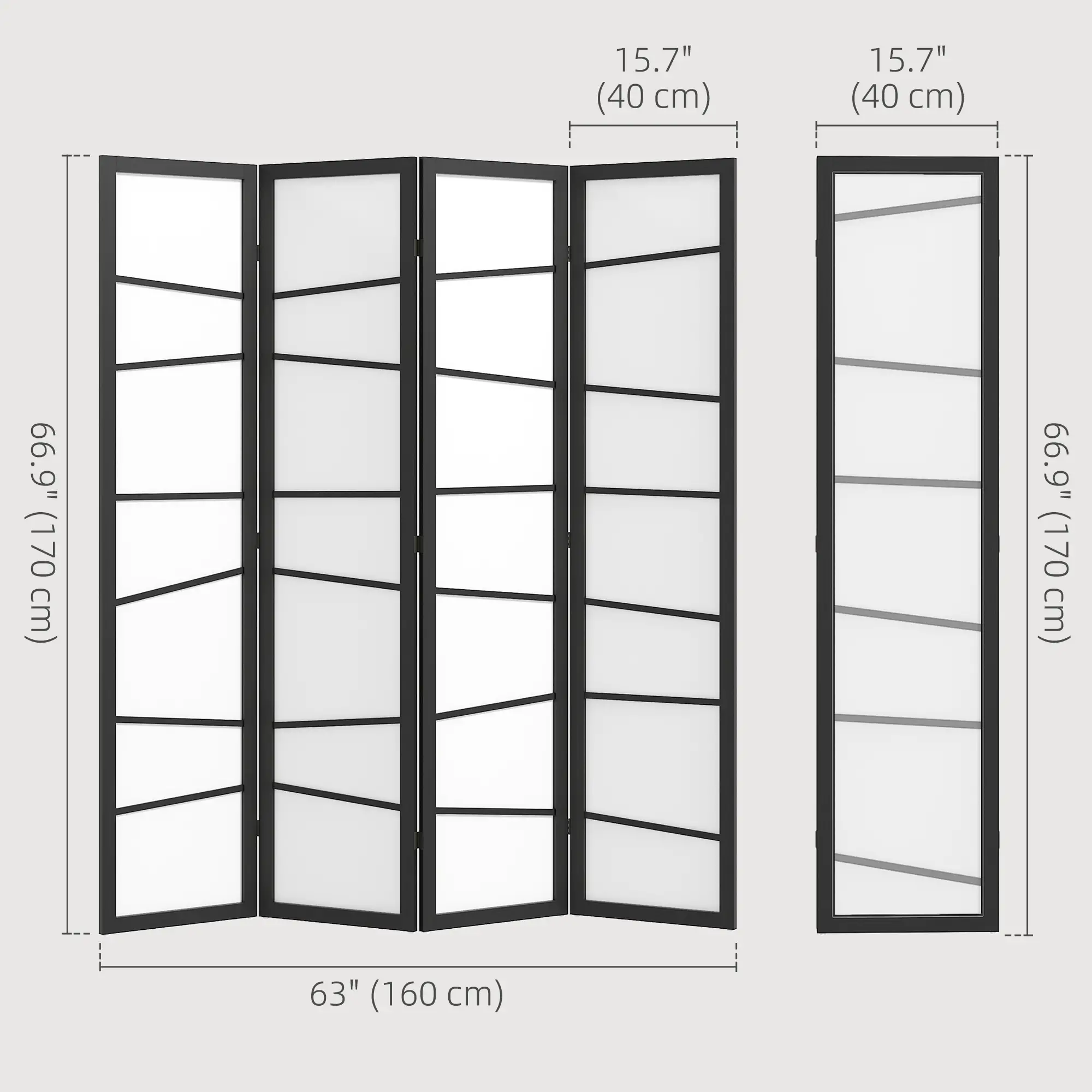Room Divider, 5.6ft Folding, 4 Panel Wall Partition with Wood Frame for Bedroom, White