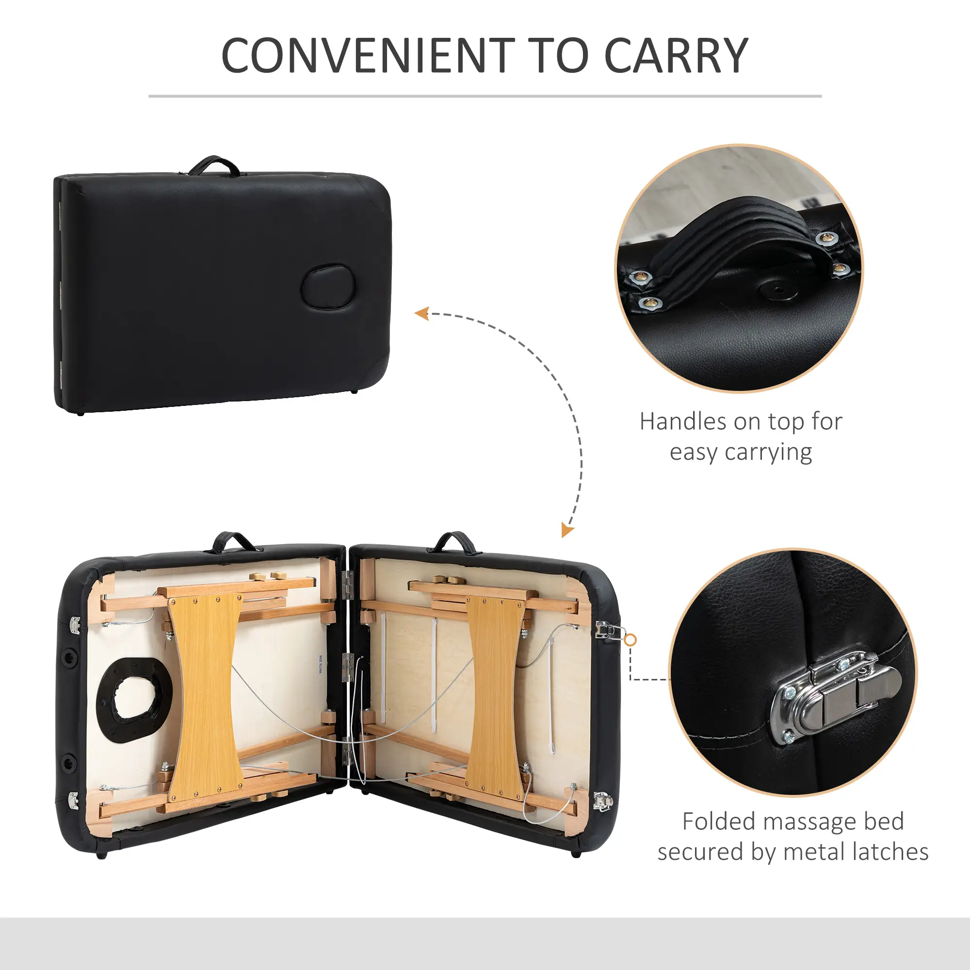 Massage Table, 72 Inch, Adjustable Foldable with Free Carry Case, Black