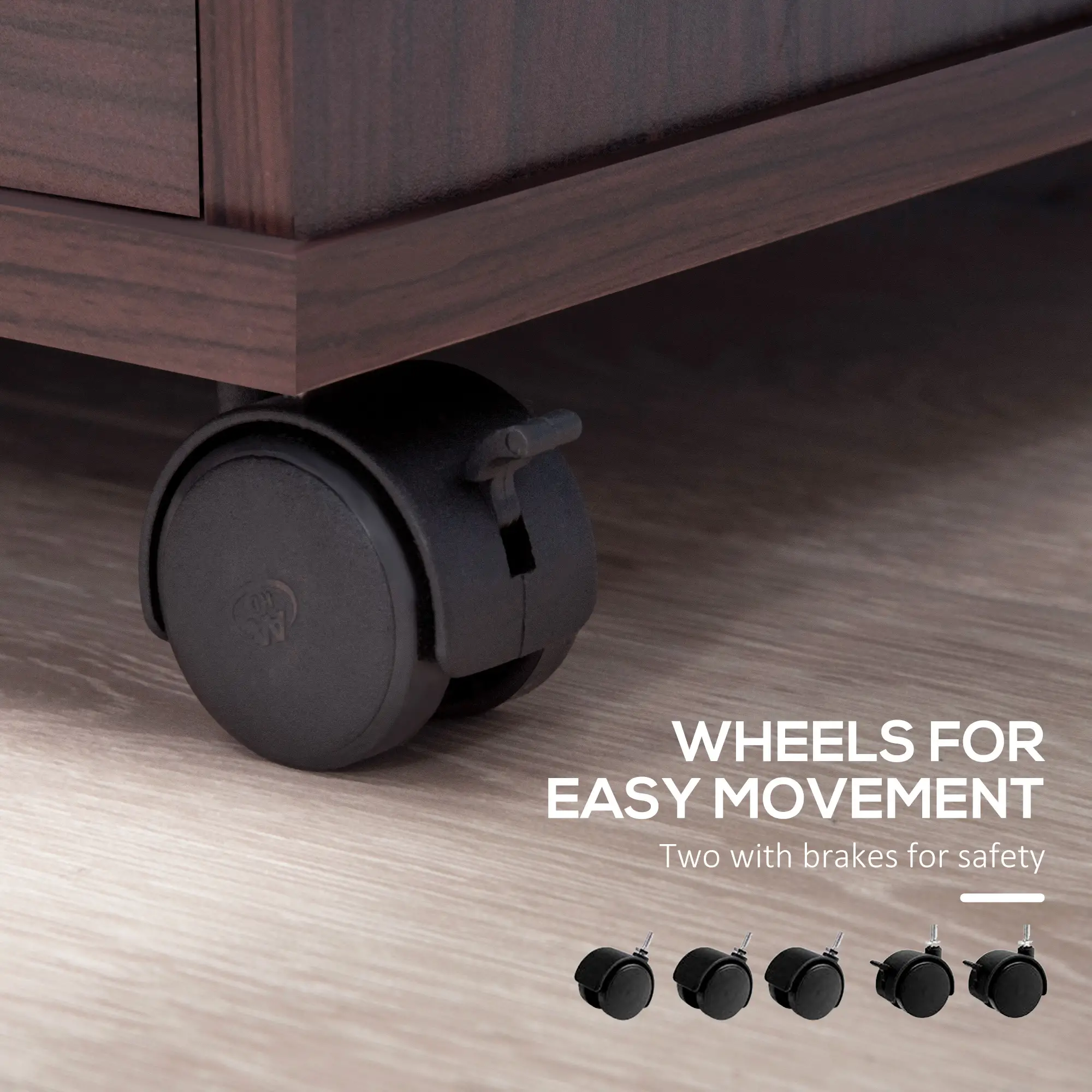 Filing Cabinet with Wheels, Locking File Cabinet, Mobile Printer Stand with Open Shelves and Drawers for A4 Size Documents