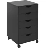 File Cabinet with 5 Drawer Wheels, 15.7" x 15.7" x 26.4", Black