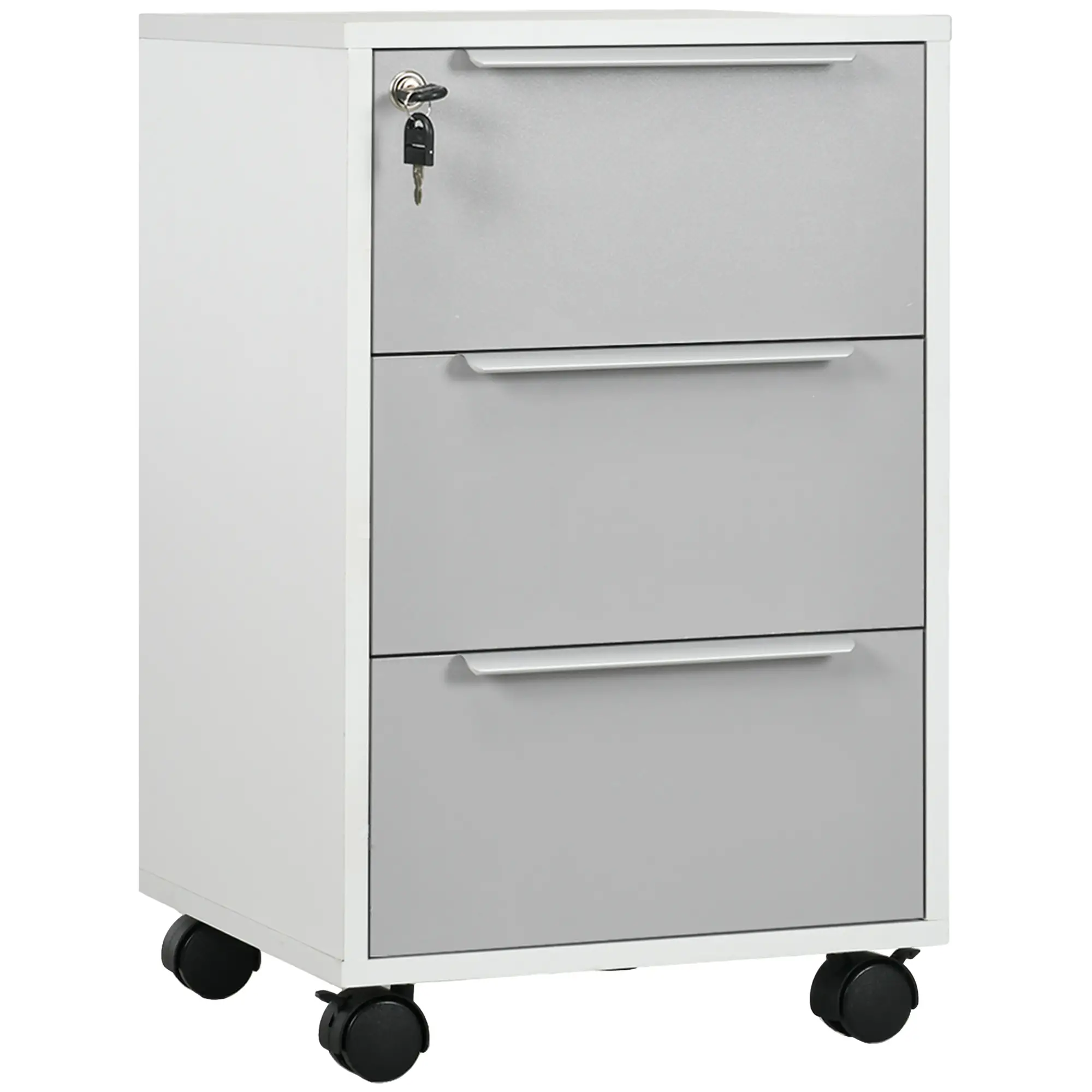 Vertical Filing Cabinet with Lock, 3 Drawer File Cabinet with Wheels, Home Office Organizer