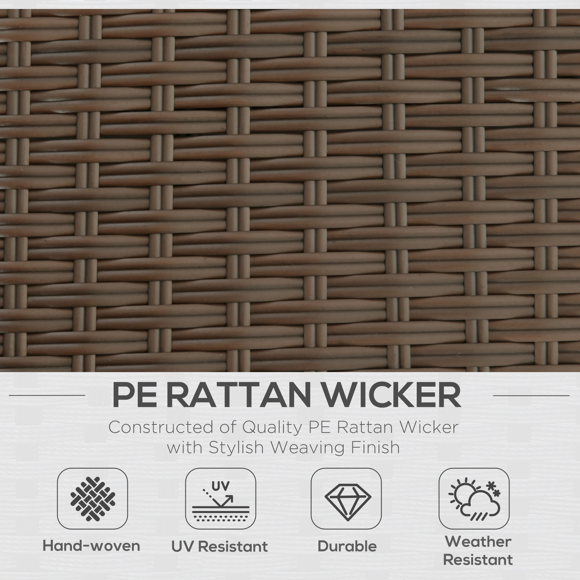 3-Piece Modern Rattan Sofa Set, Wicker Patio Furniture Set with Coffee Table, Cushions, Pillows