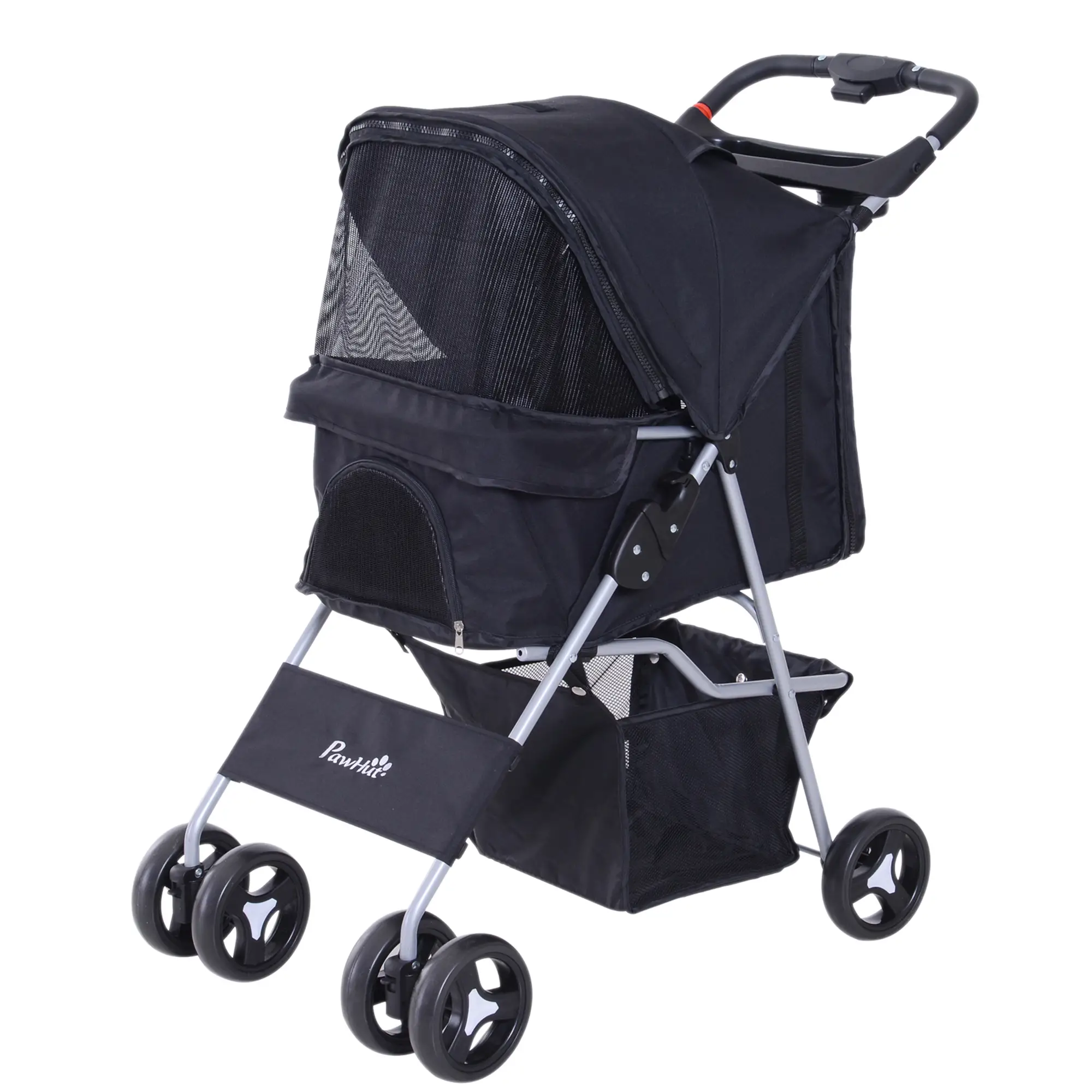 Dog Stroller, Foldable Pet Stroller for XS and Small Dogs and Cats, 4 Wheels Travel Carrier with Cup Holder