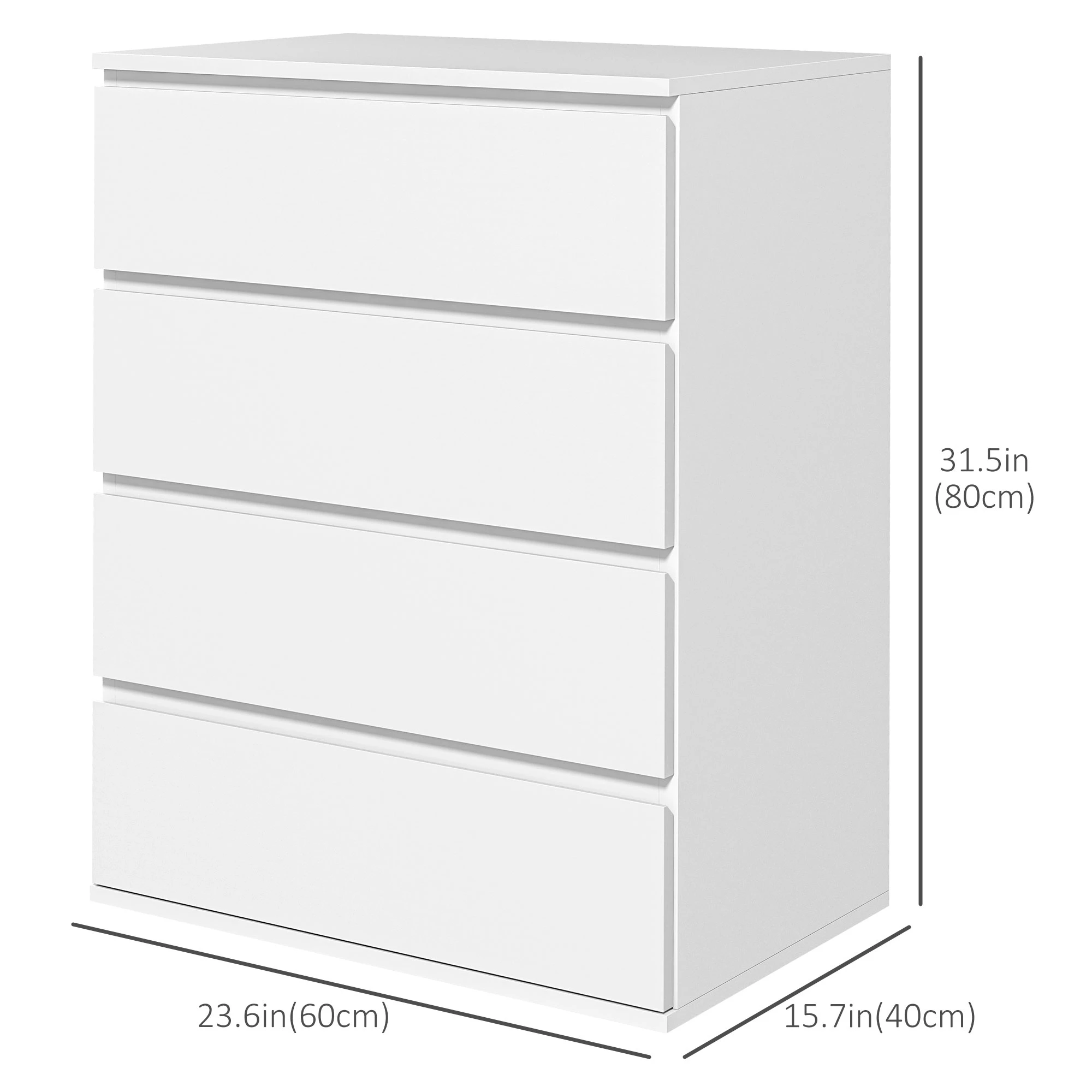 4 Drawer Cabinet, High Gloss Drawer Chest for Bedroom