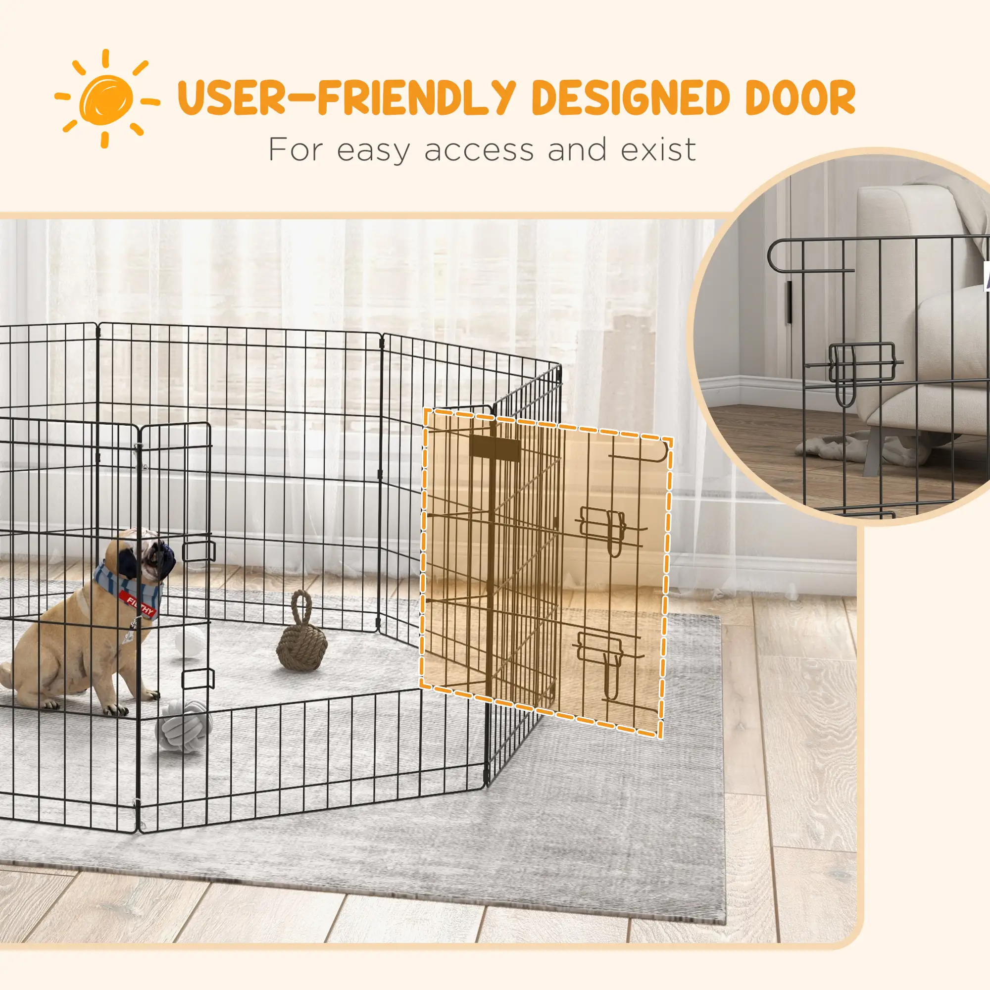 24 inch Foldable Metal Exercise Pet Playpen Yard Dog Puppy Kennel Cage 8 Panel
