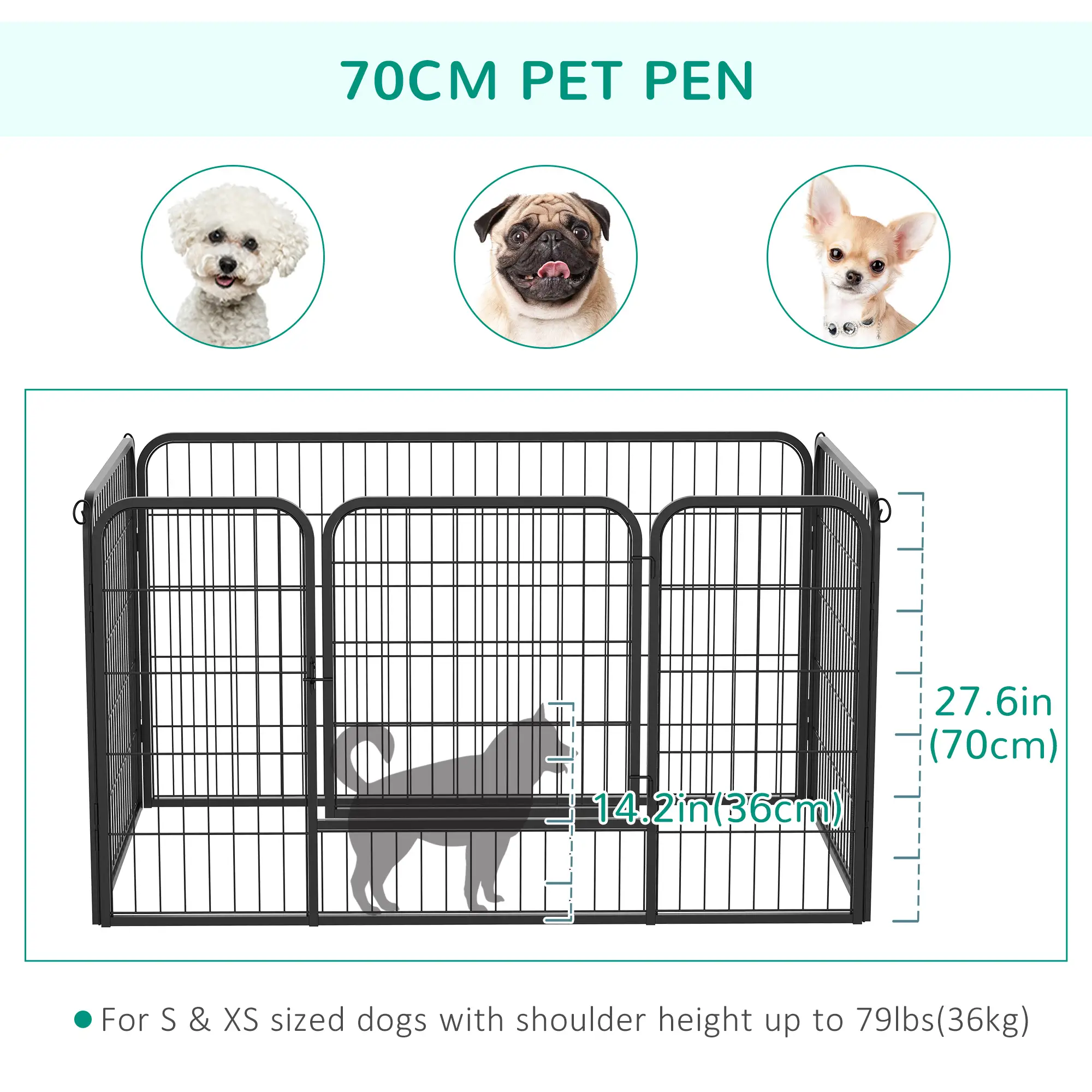 32"W 4-Panel Metal Dog Pen Exercise Pet Playpen Dog Indoor/Outdoor Fence, Black